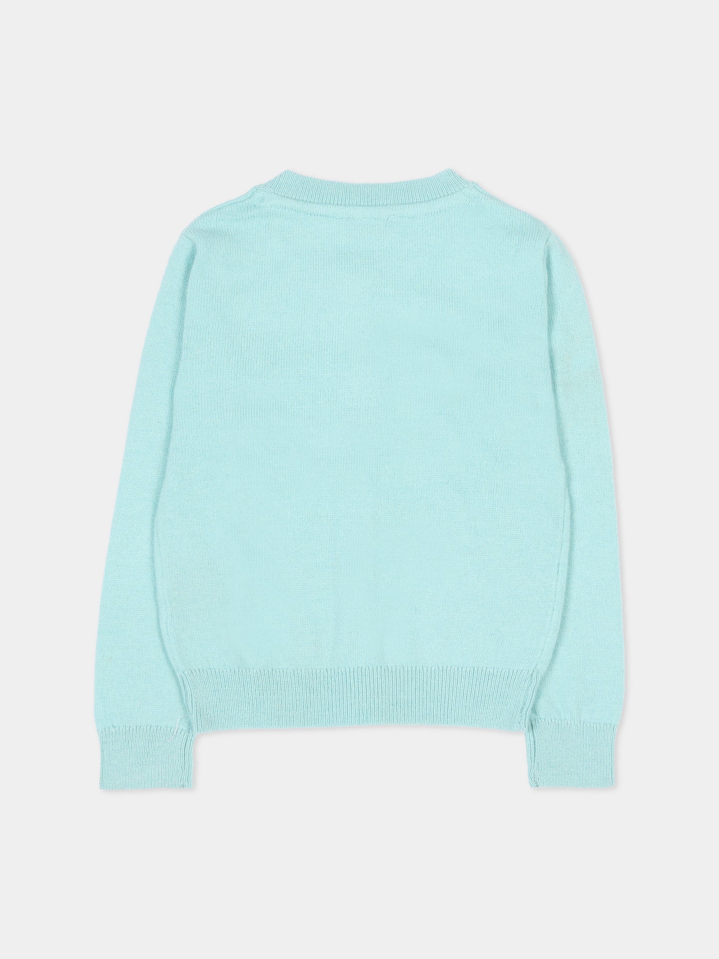 Cardigan azzurro per neonata con logo,Trussardi Junior,TIA25010CD BLUE STERLING