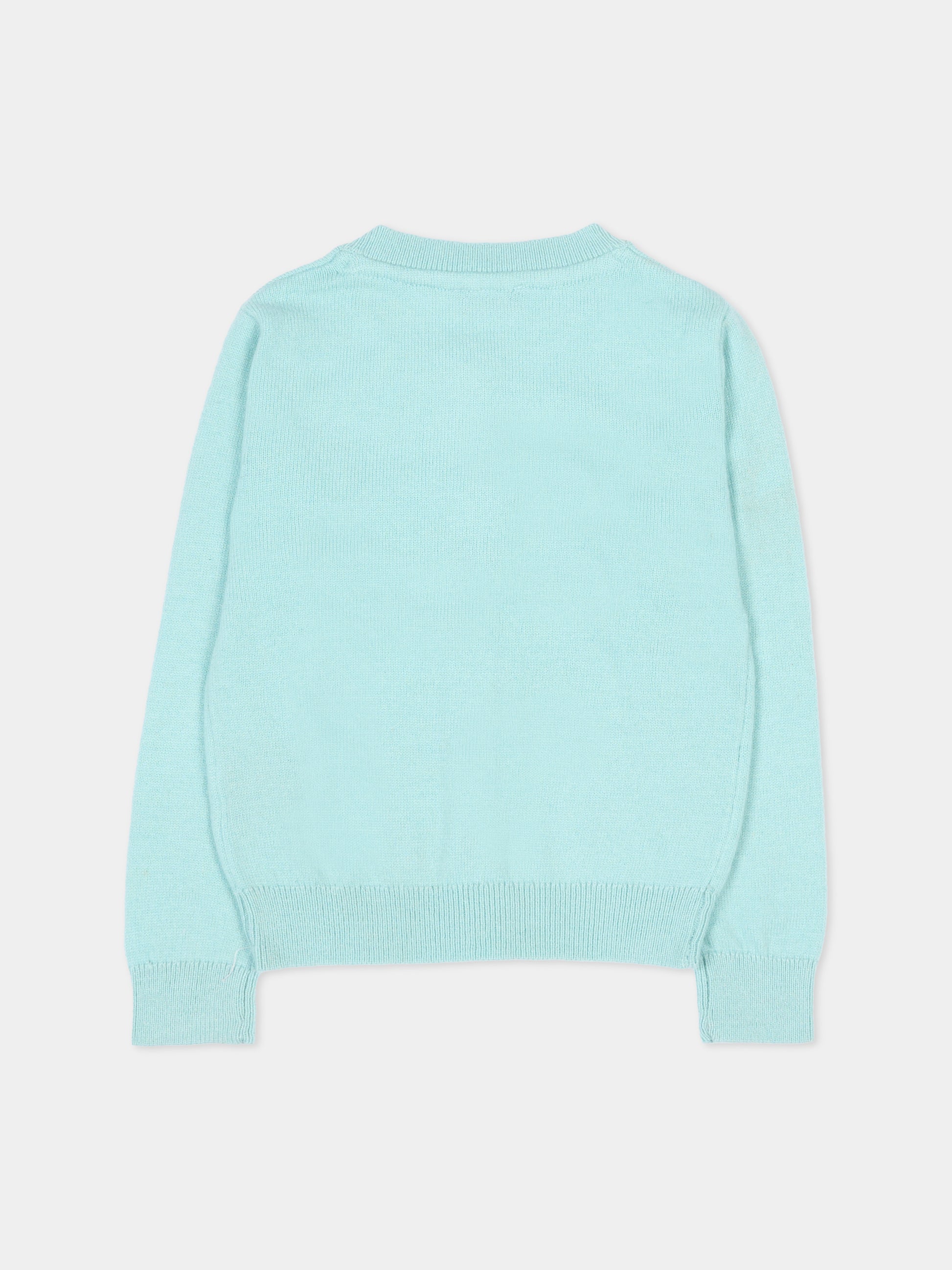 Cardigan azzurro per neonata con logo,Trussardi Junior,TIA25010CD BLUE STERLING