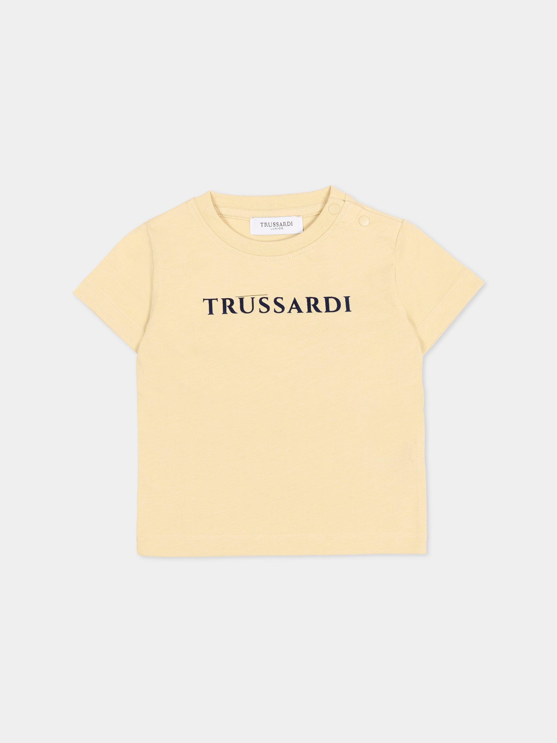 T-shirt beige per neonato con logo,Trussardi Junior,TIA25014TS BROWN RICE