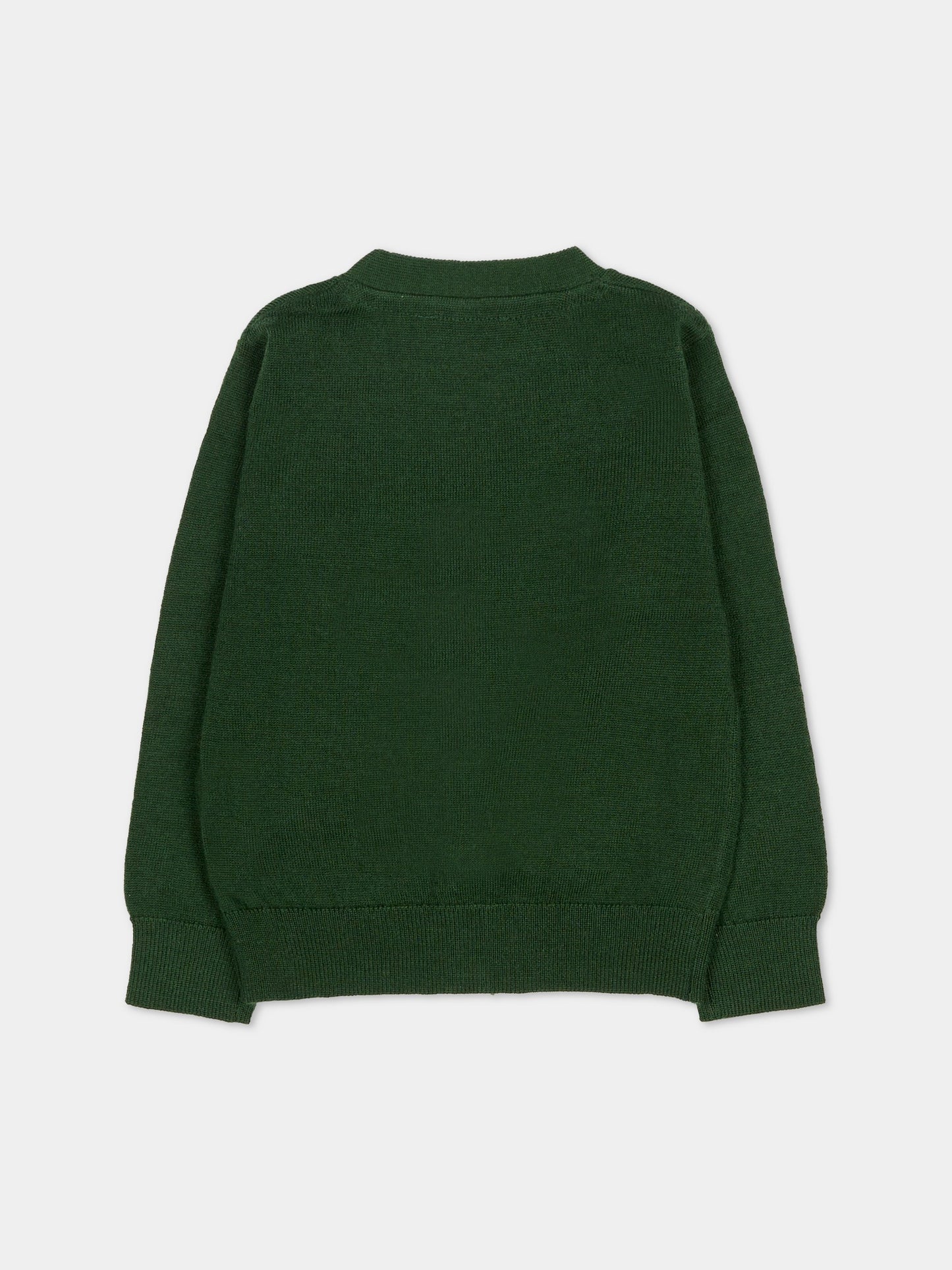 Cardigan verde per neonato con logo,Trussardi Junior,TIA25021CD IVY DARK