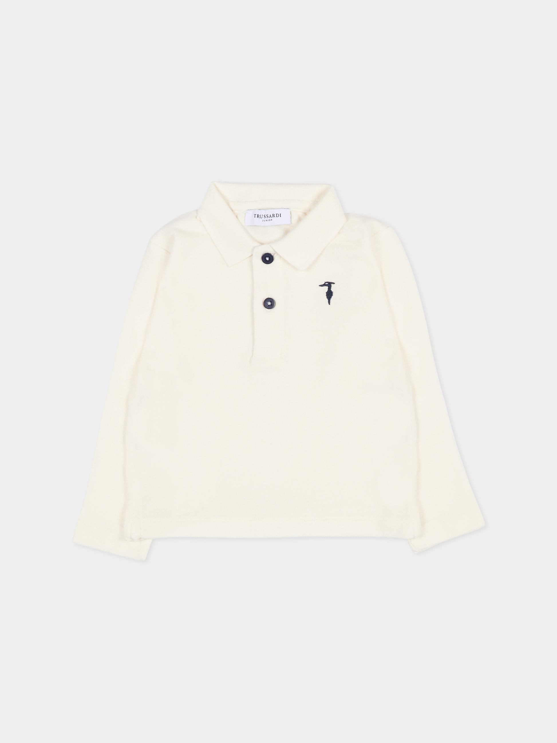 Polo bianca per neonato con logo,Trussardi Junior,TIA25022PO OFF-WHITE