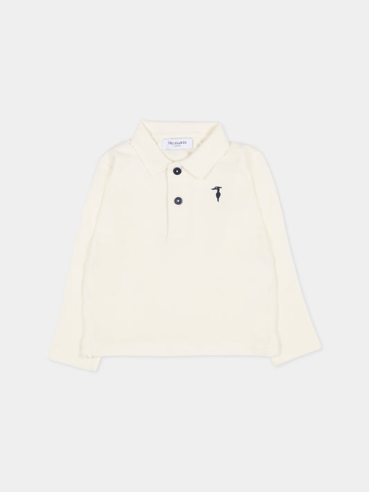 Polo bianca per neonato con logo,Trussardi Junior,TIA25022PO OFF-WHITE