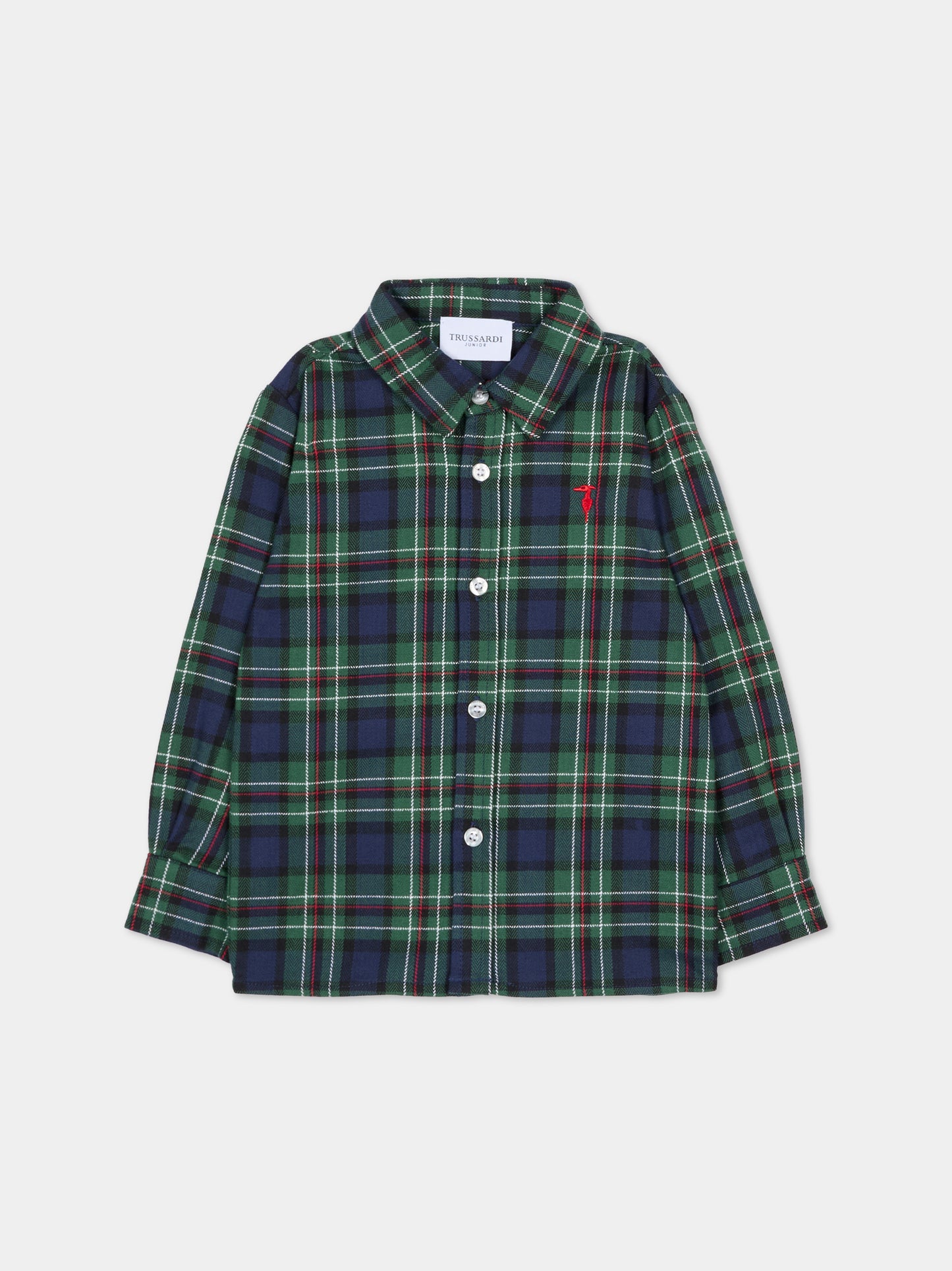 Camicia verde per neonato con logo,Trussardi Junior,TIA25053CA MADRASS