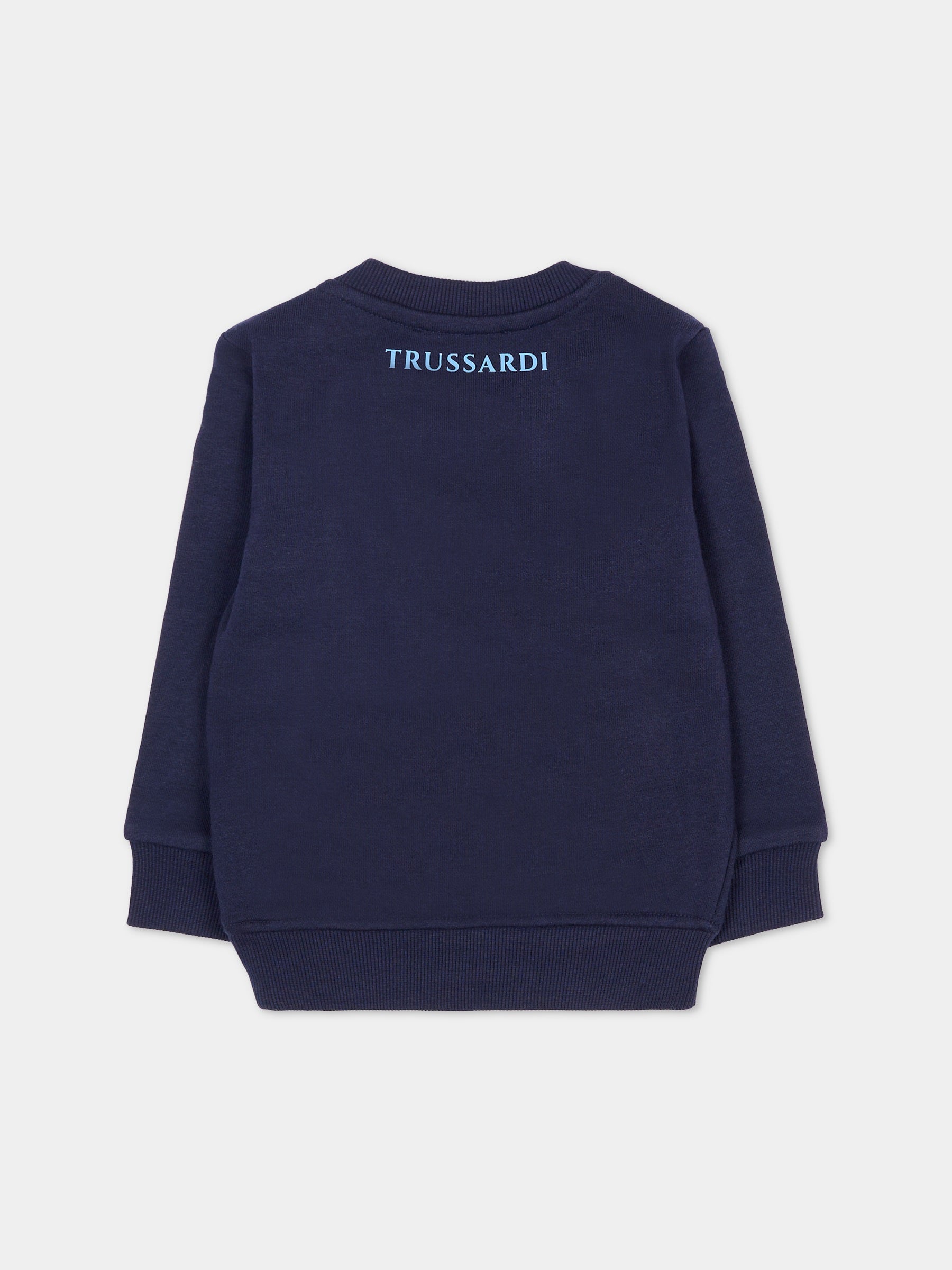 Felpa blu per neonato con automobile,Trussardi Junior,TIA25117FE PEACOAT