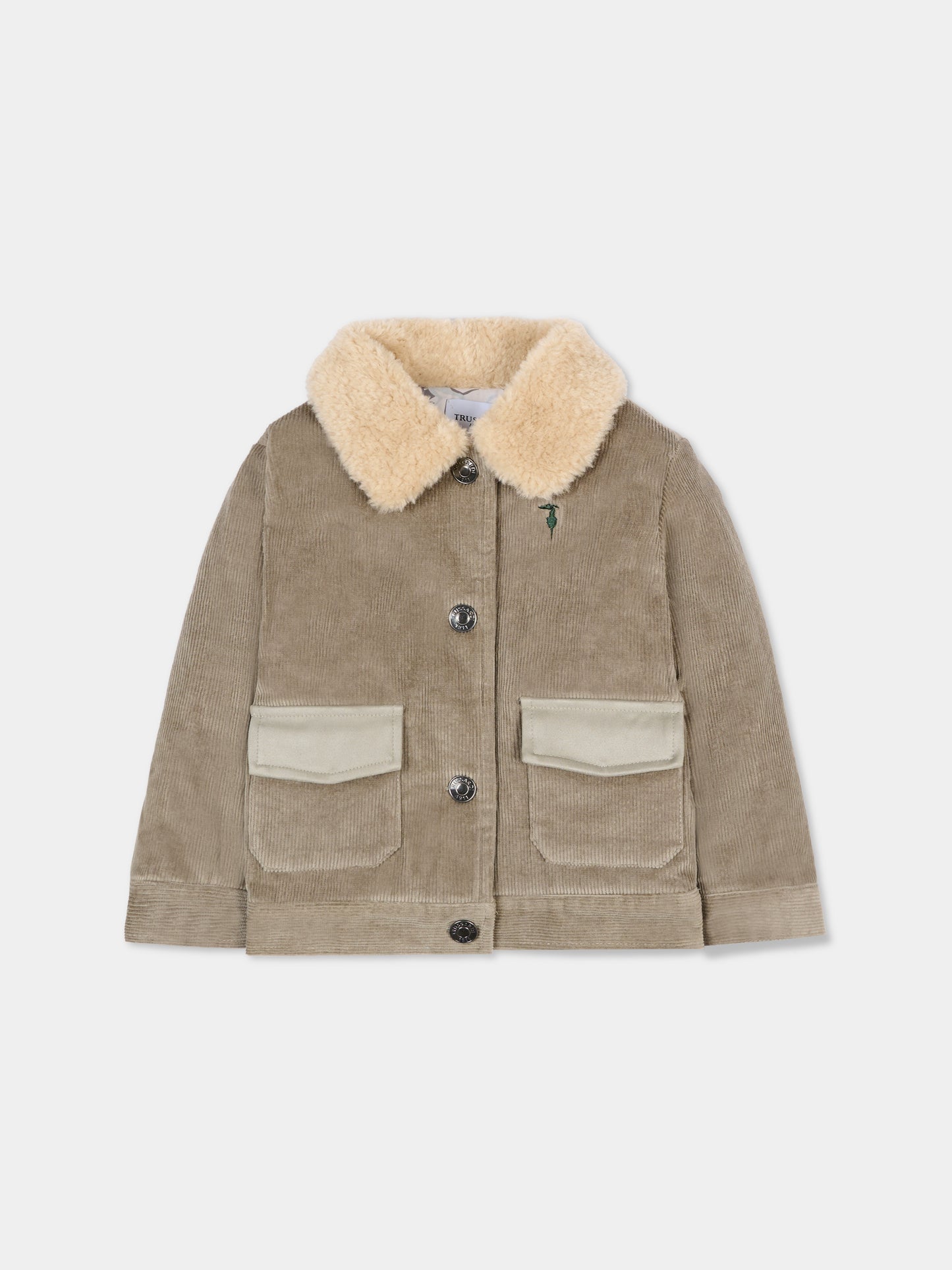 Giubbotto beige per neonato con logo,Trussardi Junior,TIA25137GB CHINCHILLA