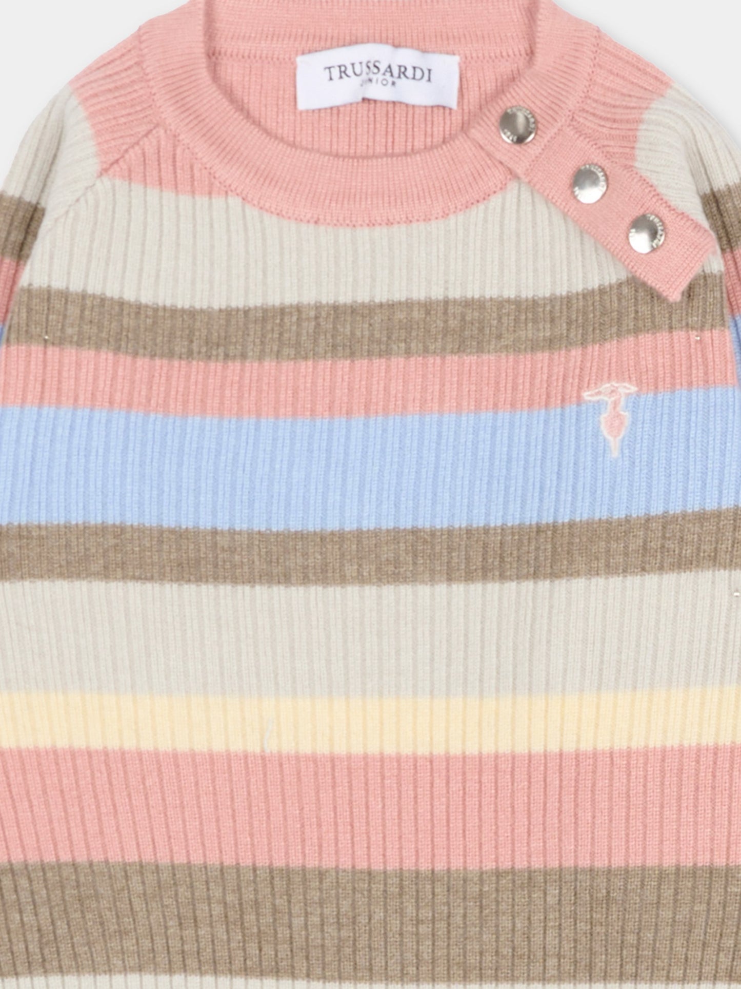 Maglione multicolor per neonata con logo,Trussardi Junior,TIA25183MA STRIPES NB