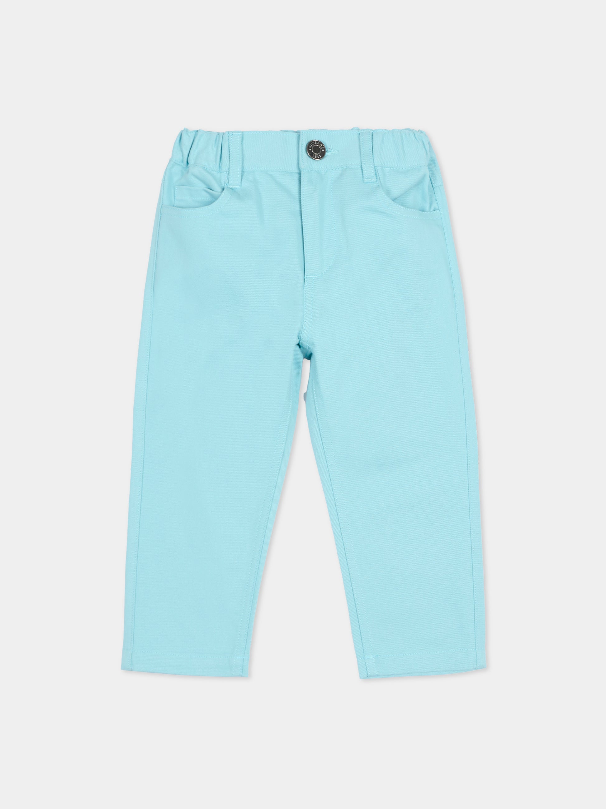 Pantaloni celesti per neonata con logo,Trussardi Junior,TIA25190PA BLUE GLOW