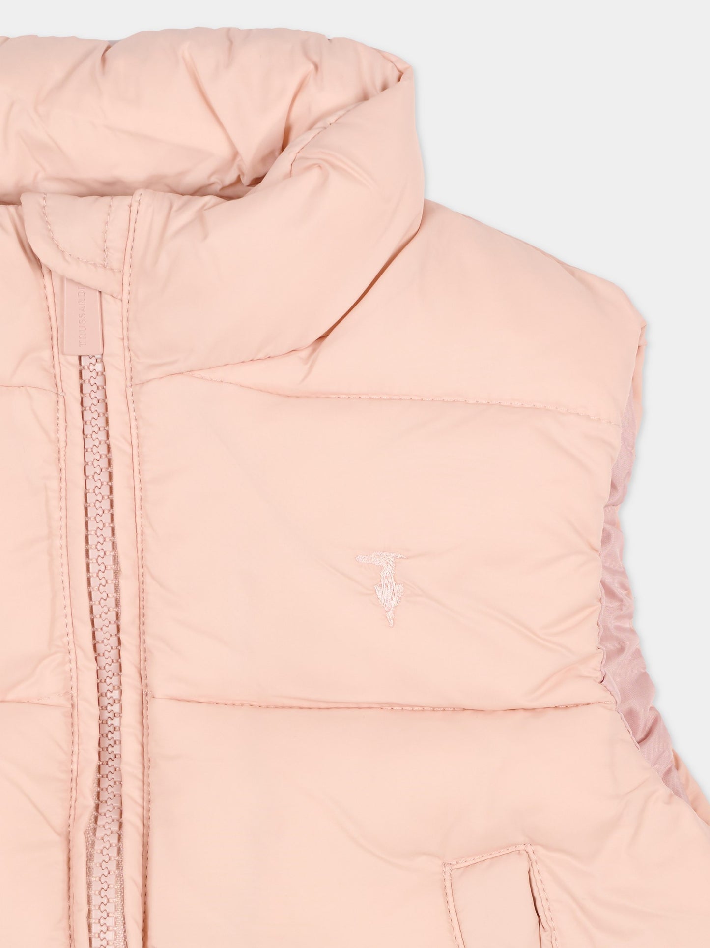 Gilet rosa per neonata con logo,Trussardi Junior,TIA25193PI ROSE SMOKE