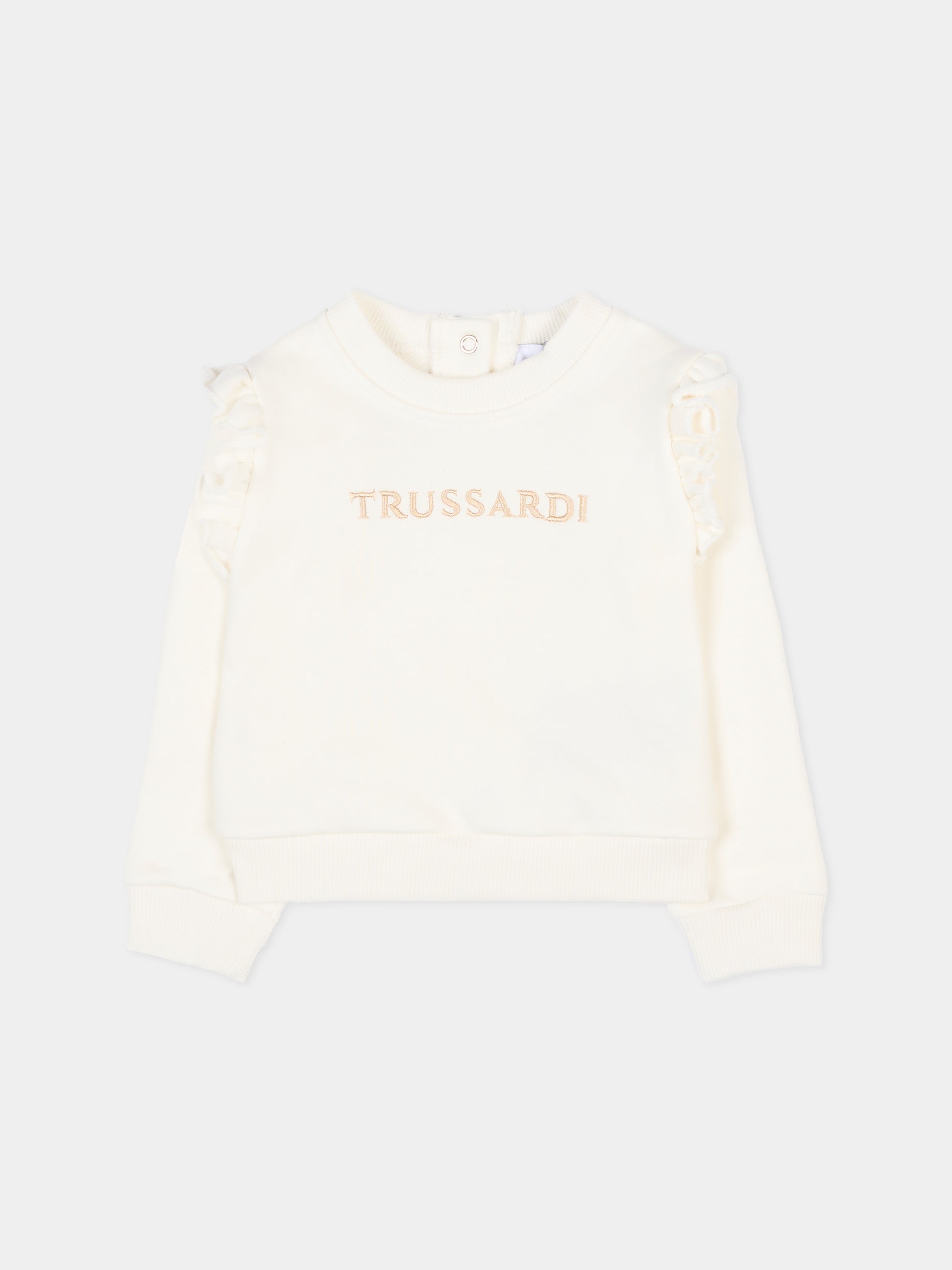 Felpa avorio per neonata con logo,Trussardi Junior,TIA25197FE GREY LIGHT