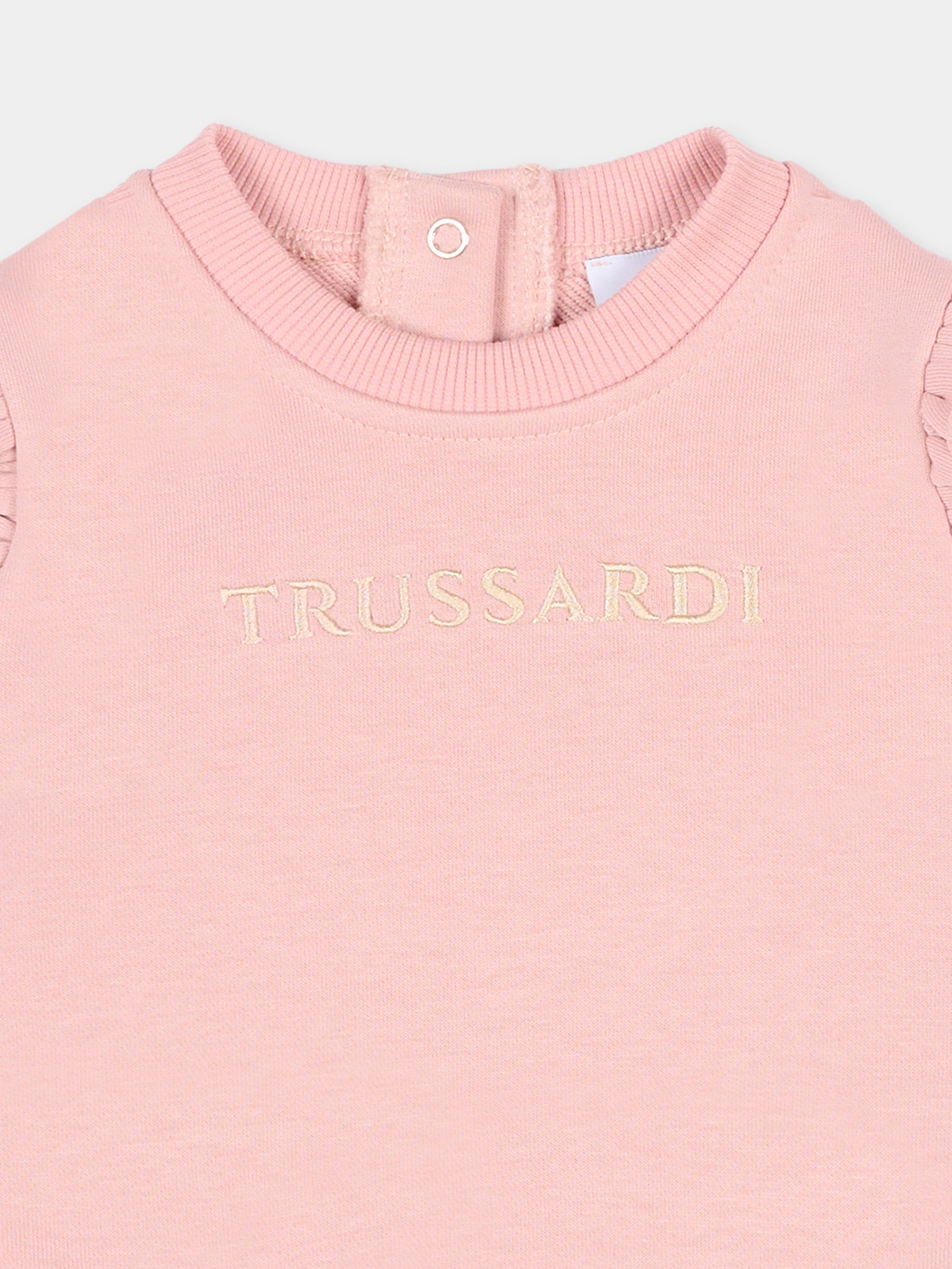 Felpa rosa per neonata con logo,Trussardi Junior,TIA25197FE ROSE SMOKE