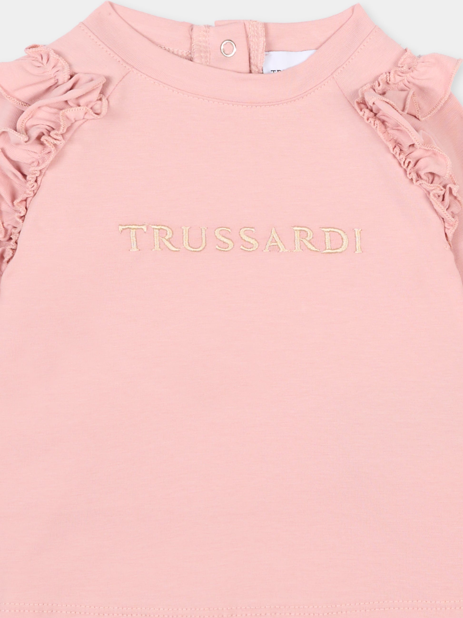 T-shirt rosa per neonata con logo,Trussardi Junior,TIA25199TS ROSE SMOKE