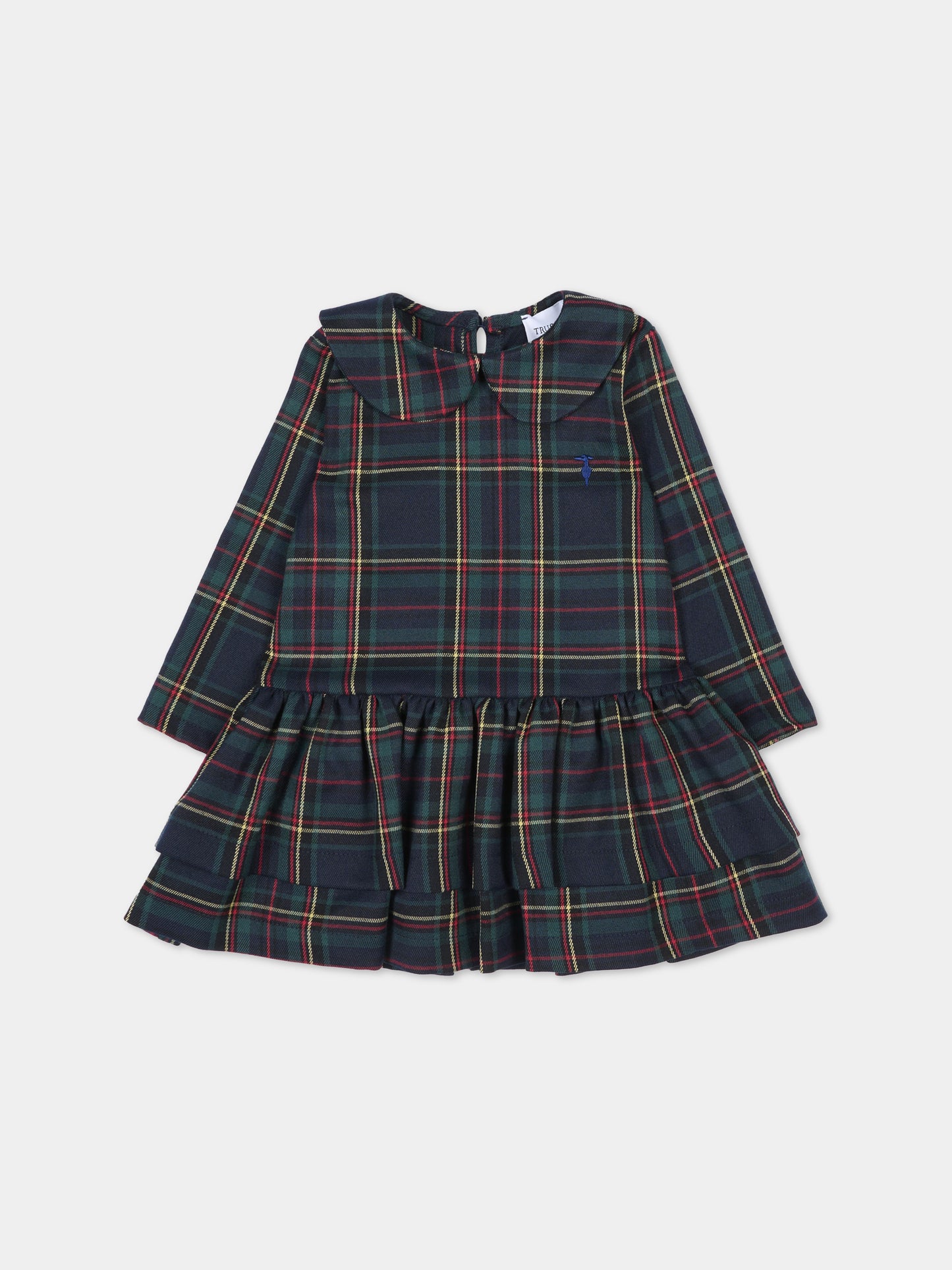 Vestito verde per neonata con logo,Trussardi Junior,TIA25206VE COLD TARTAN