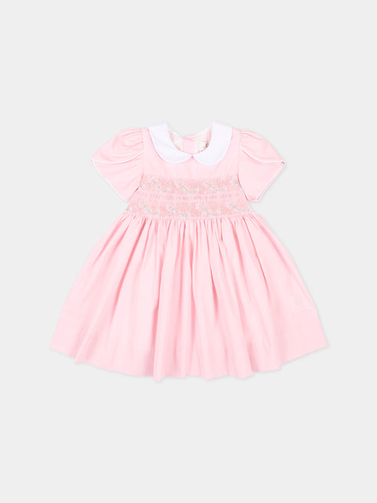 Vestito rosa Clémence per neonata,Kidiwi Handmade,36091-TU287