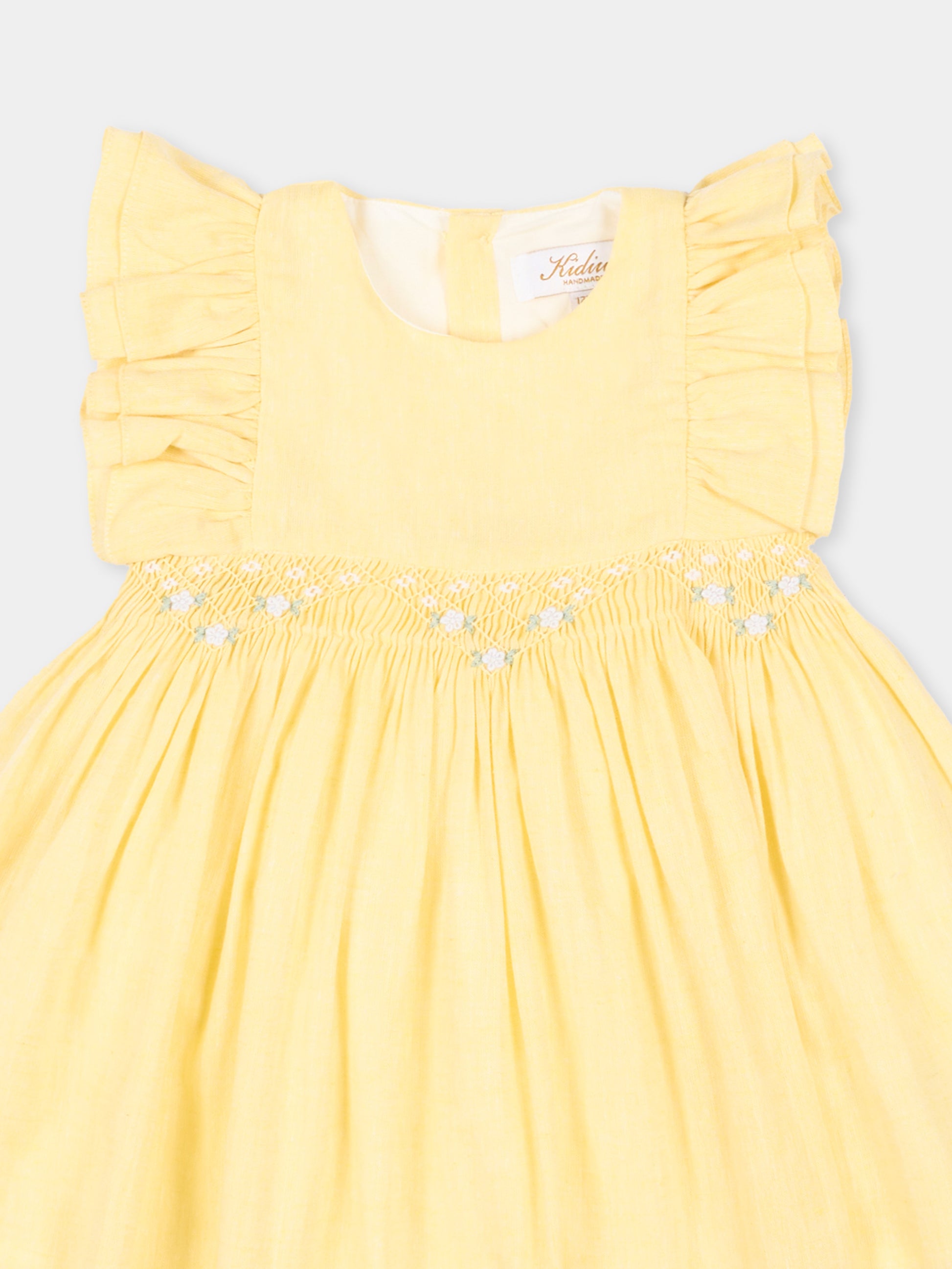 Vestito giallo Clarissa per neonata,Kidiwi Handmade,36171-TU290