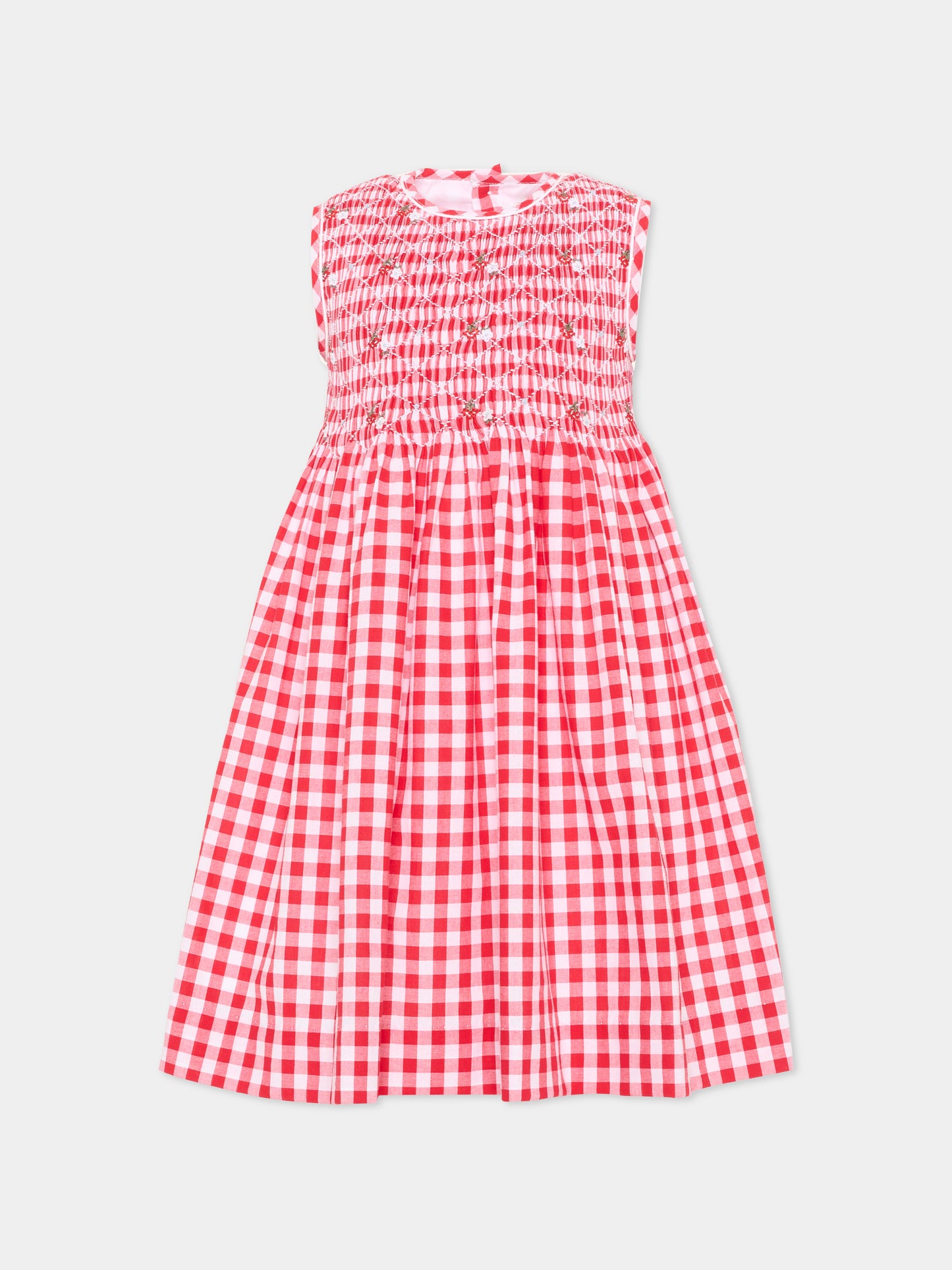 Vestito rosso Emma per bambina vichy,Kidiwi Handmade,36231-TC021