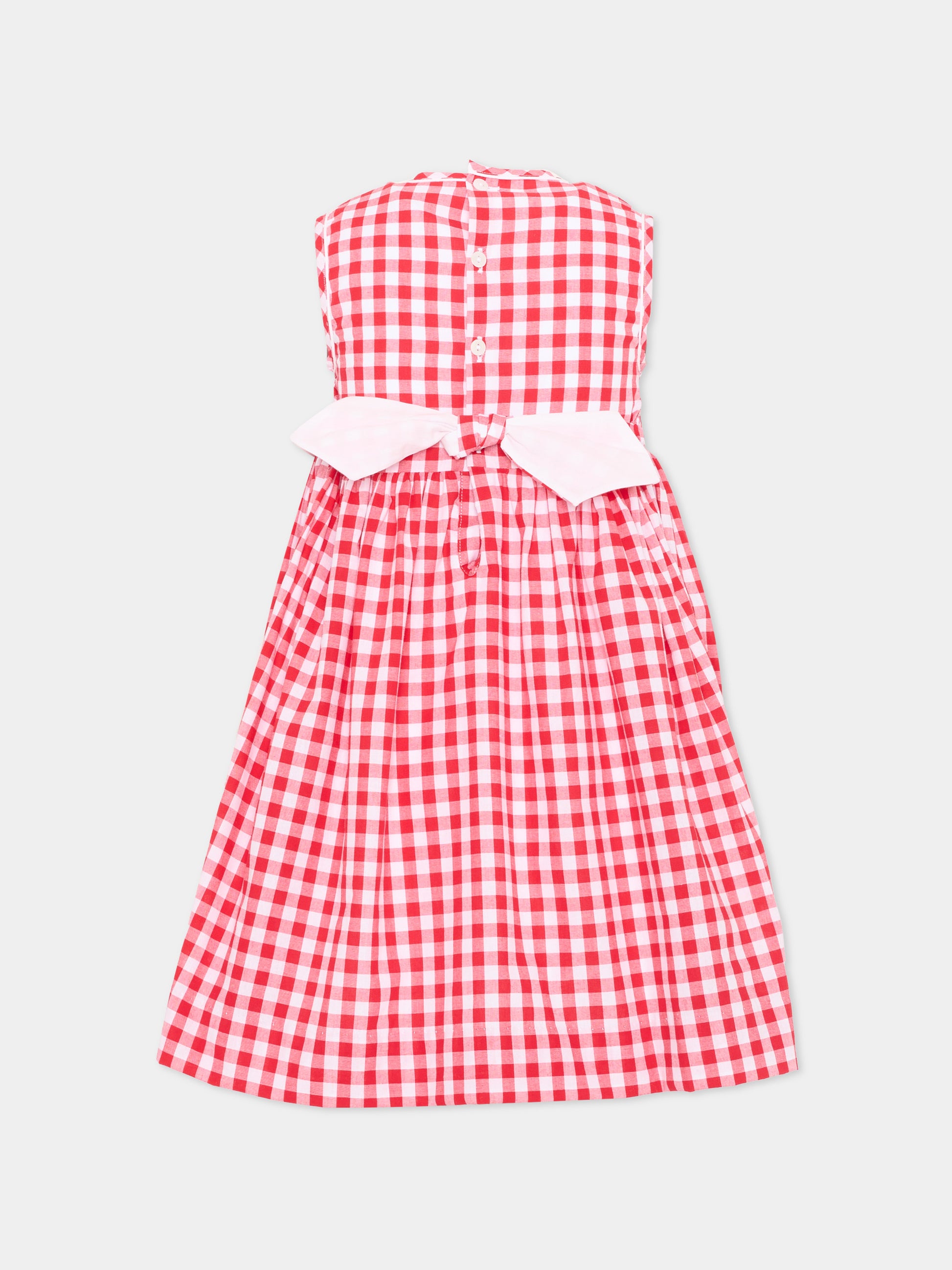 Vestito rosso Emma per bambina vichy,Kidiwi Handmade,36231-TC021
