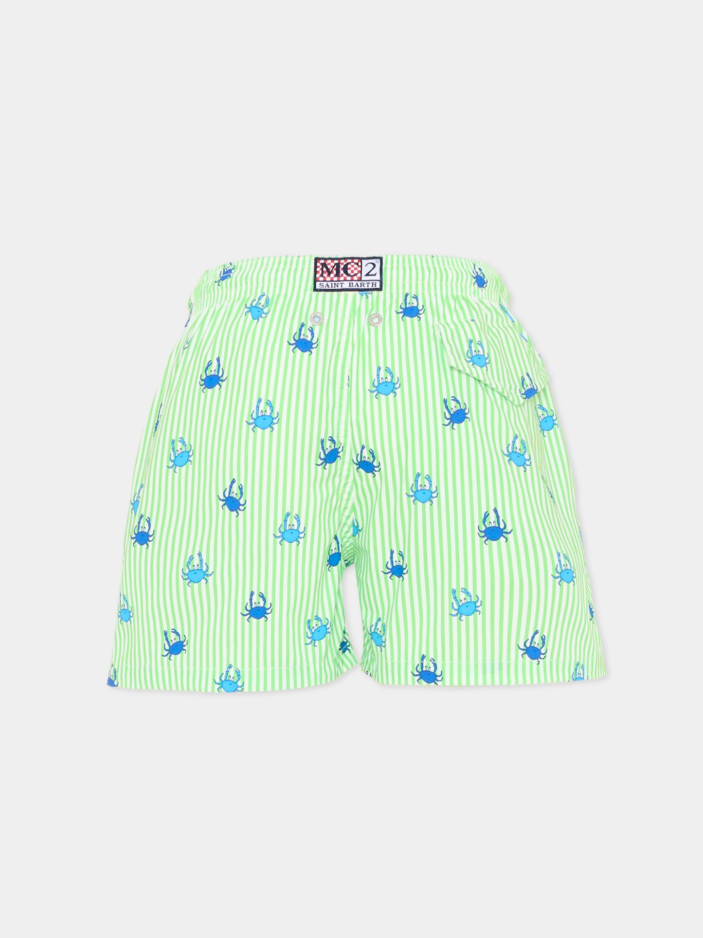 Green Jean Lighting Stretch swim shorts for Boy with crabs