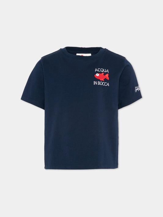 T-shirt blu Portofino Jr per bambino,Mc2 Saint Barth,POT0002 02182L