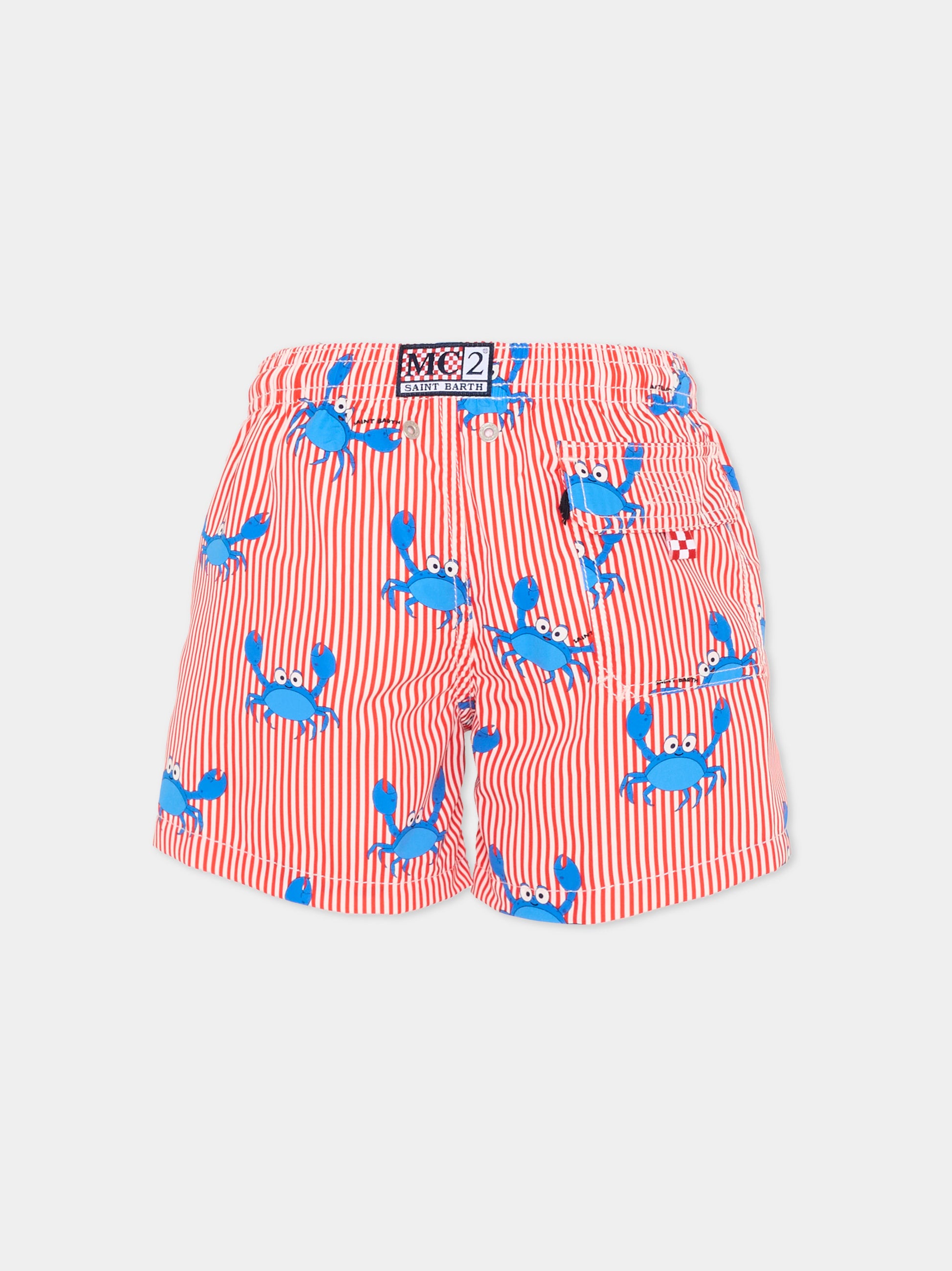 Boxer mare rosso Jean per bambino con stampa granchi,Mc2 Saint Barth,JEA0001 02040L