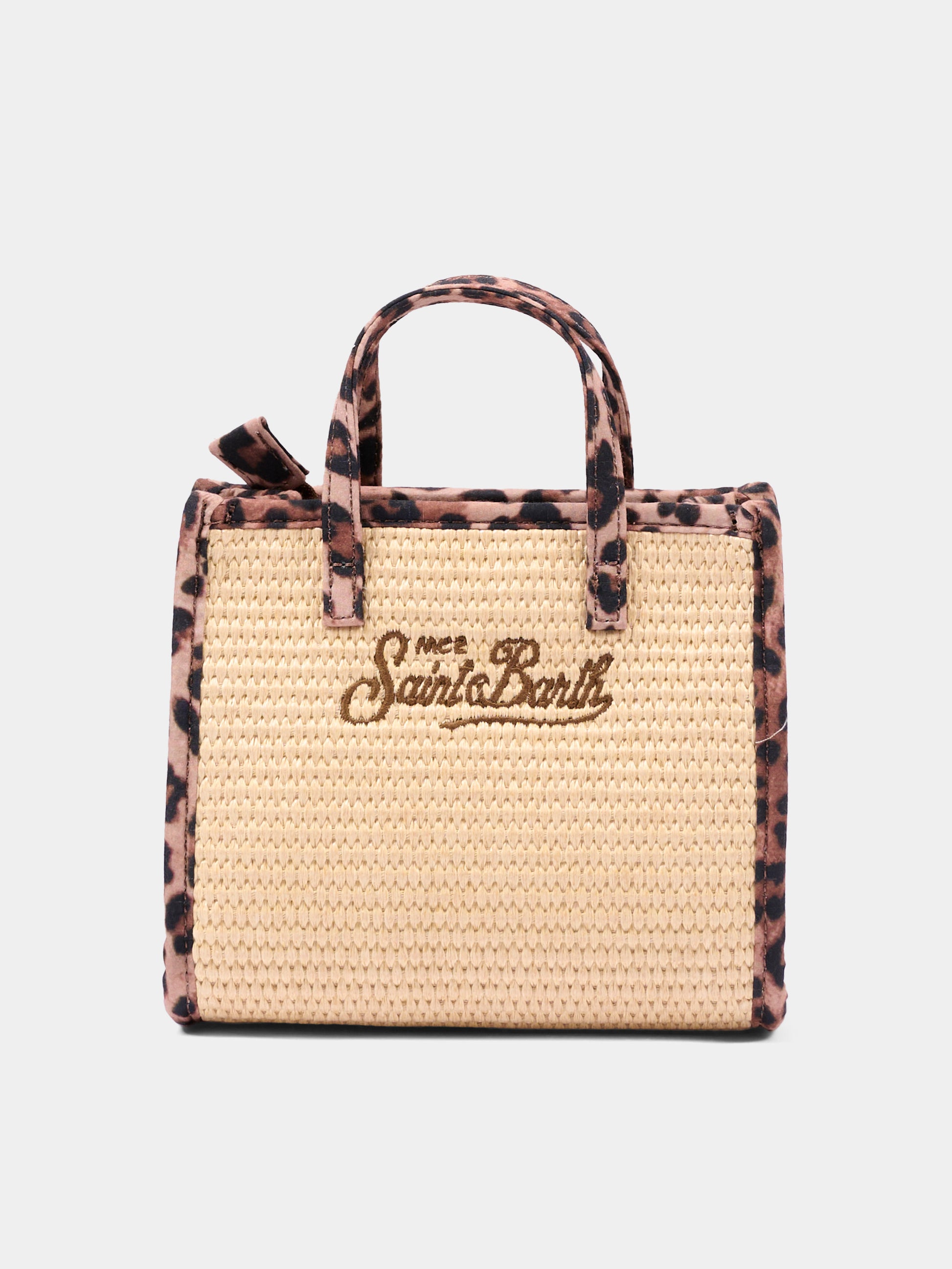 Borsa beige Vivian Mini Straw per bambina animalier,Mc2 Saint Barth,VIVM001 02781L
