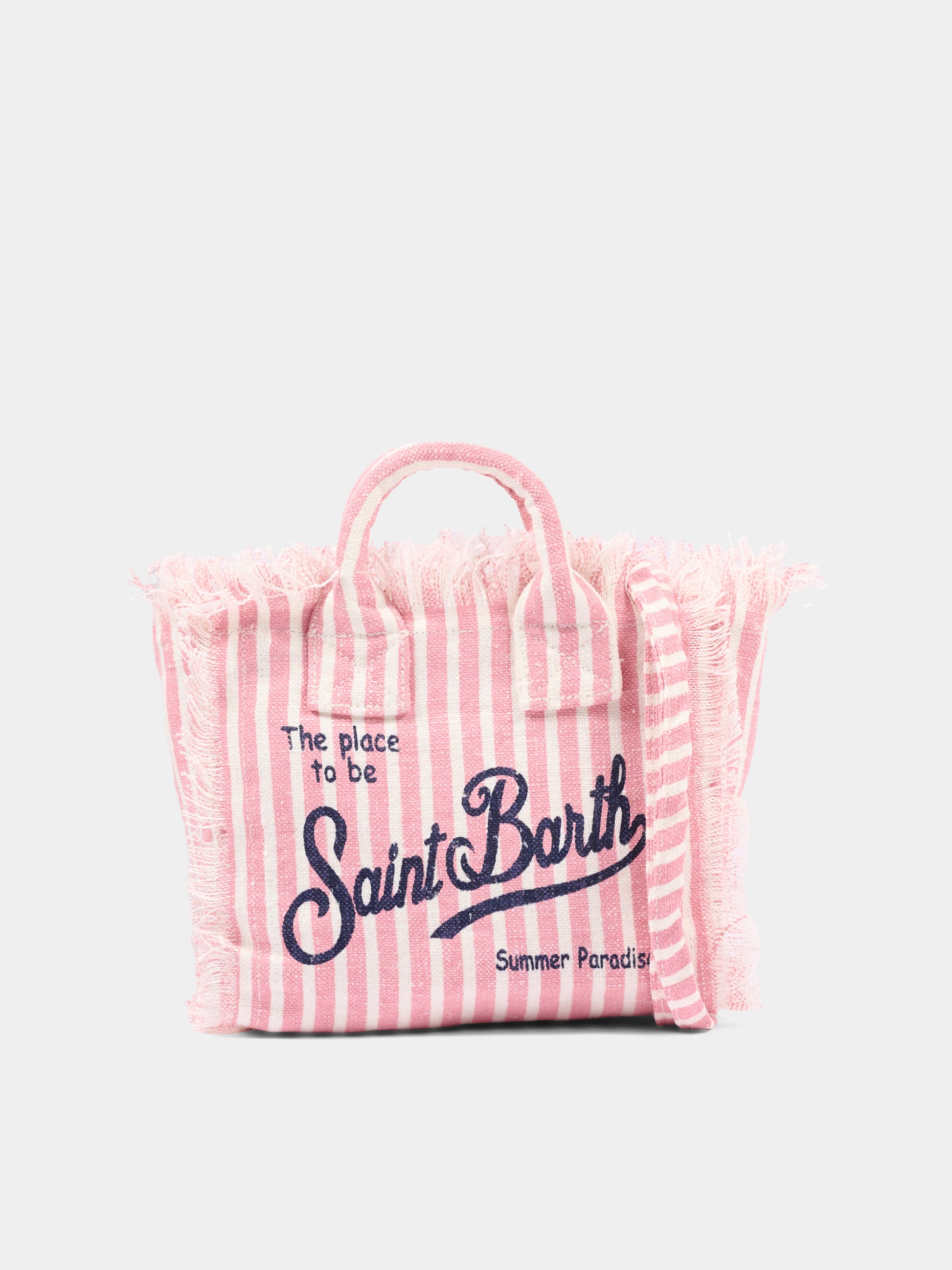 Borsa rosa Vanity Mini Linen per bambina a righe,Mc2 Saint Barth,VAMI008 00397L