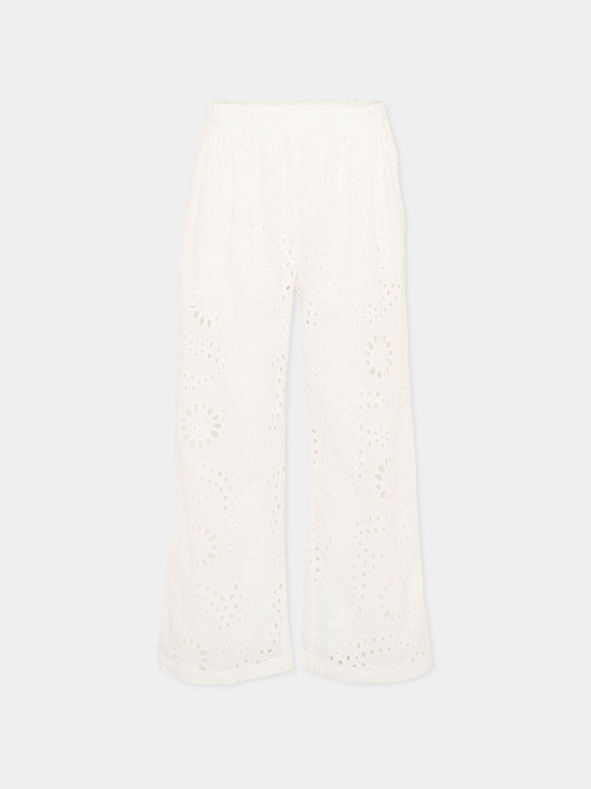 Pantaloni casual bianco in pizzo Sangallo per bambina,Mc2 Saint Barth,PAE001 01444L