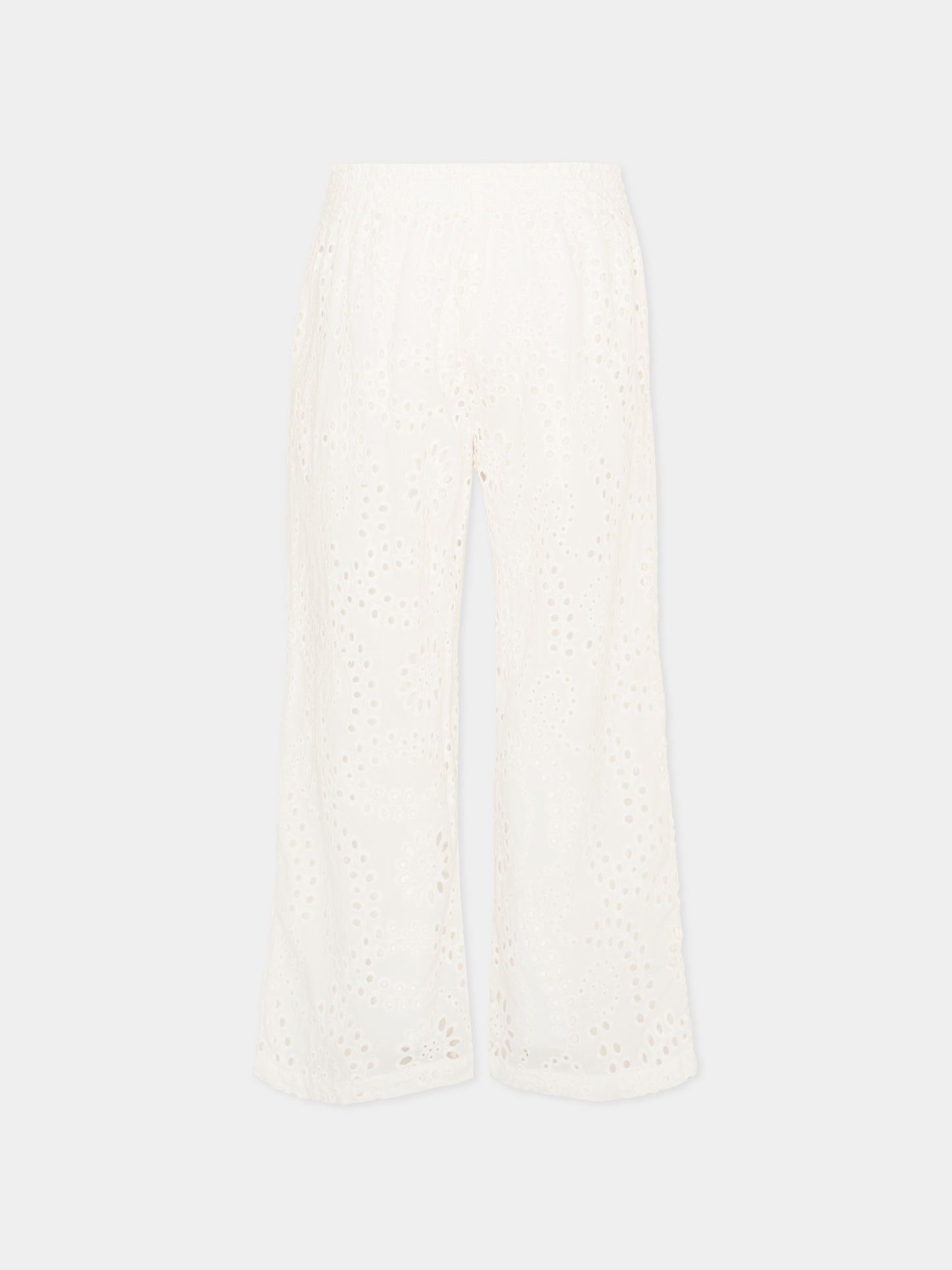 Pantaloni casual bianco in pizzo Sangallo per bambina,Mc2 Saint Barth,PAE001 01444L