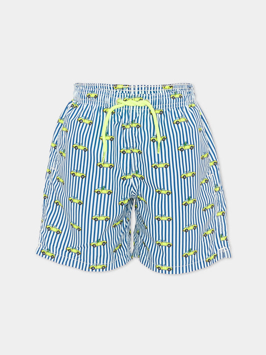 Boxer mare blu Jean Lighting per bambino con macchinine,Mc2 Saint Barth,JEA0004 02519L