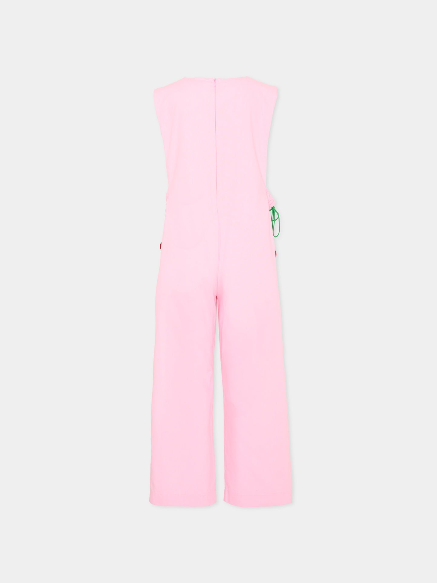 Salopette rosa per bambina,Pangolini Kids,JUMPSUIT WITH CHERRY