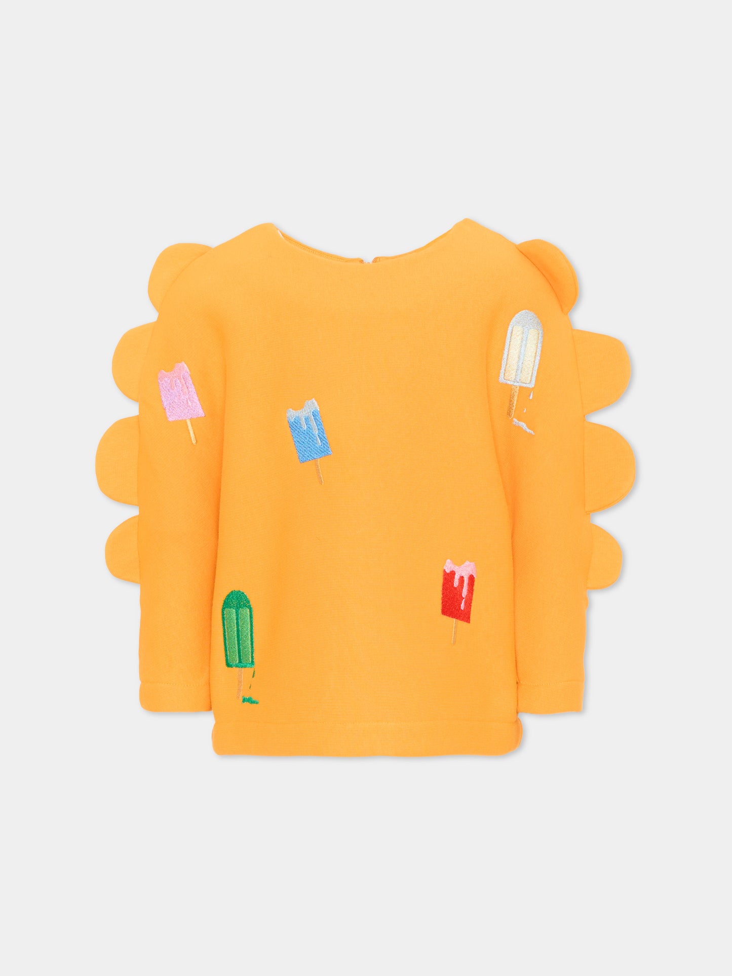 Felpa arancione per bambina,Pangolini Kids,SWEATSHIRT WITH ICECREAM