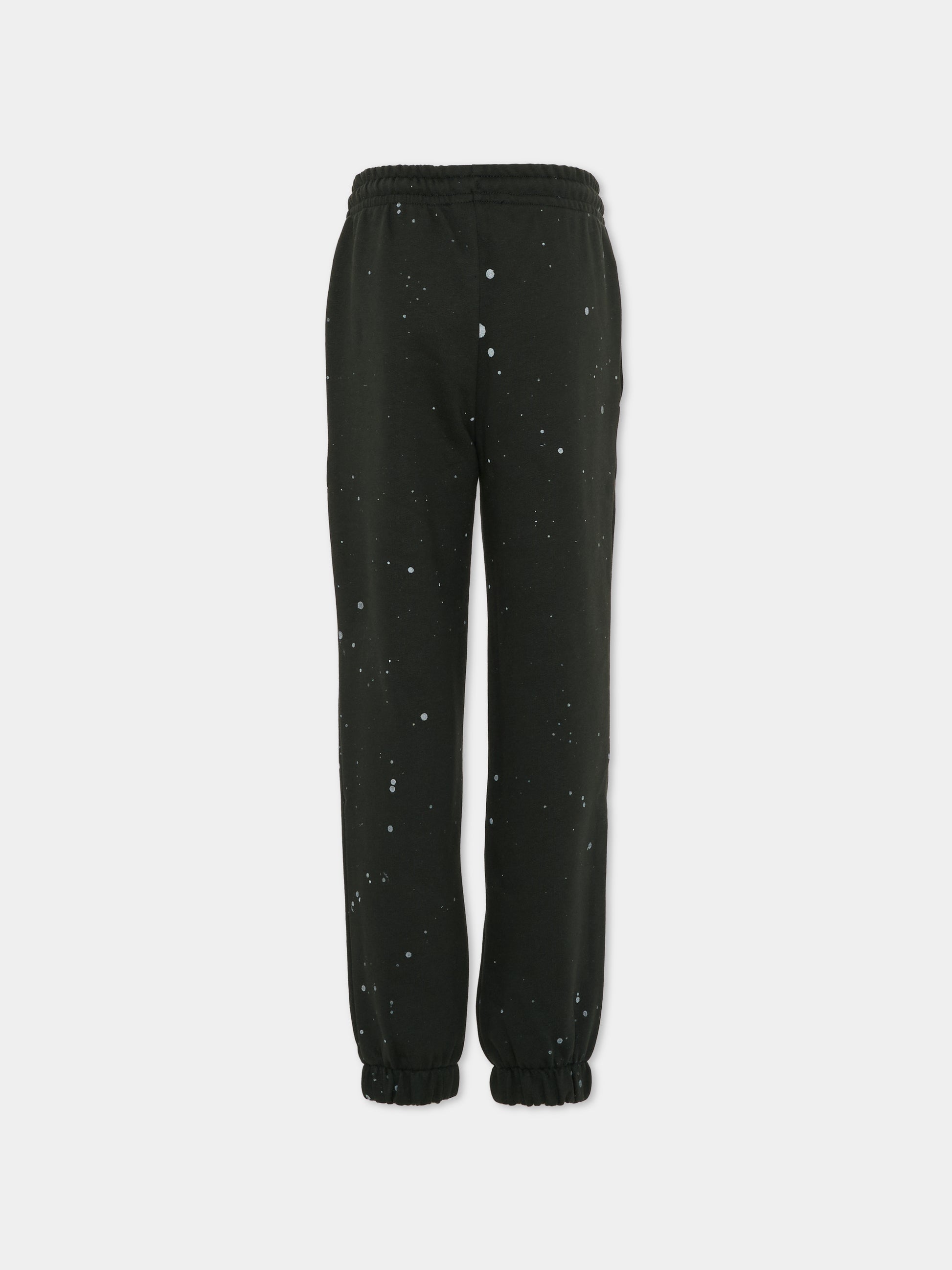 Pantaloni neri per bambino con logo e schizzi di vernice,Msgm Kids,F5MSJBFP252 MS040