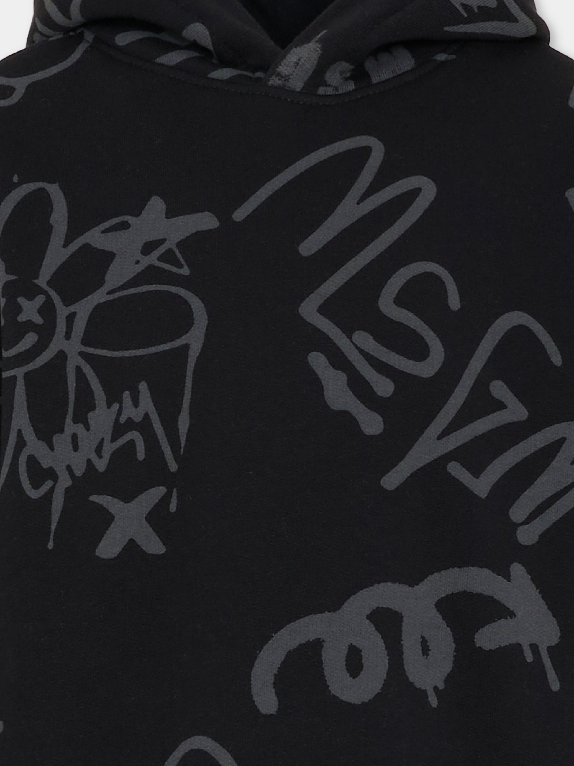 Felpa nera per bambino con stampa graffiti,Msgm Kids,F5MSJBHS246 110