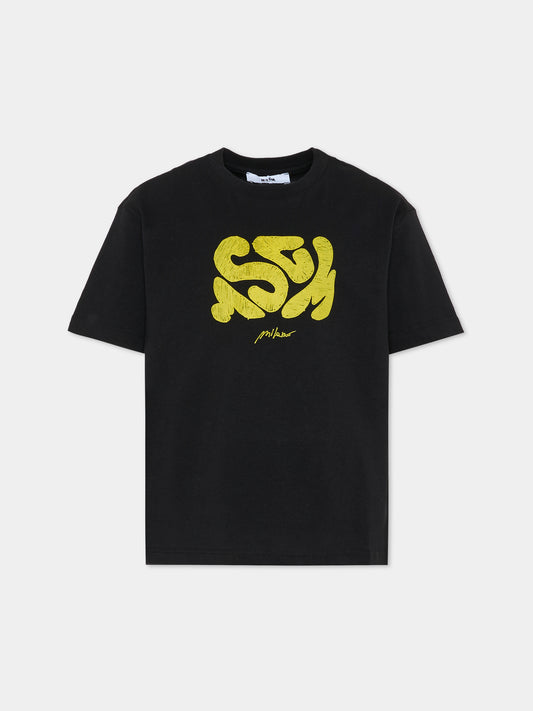 T-shirt nera per bambino con logo,Msgm Kids,F5MSJBTH218 110