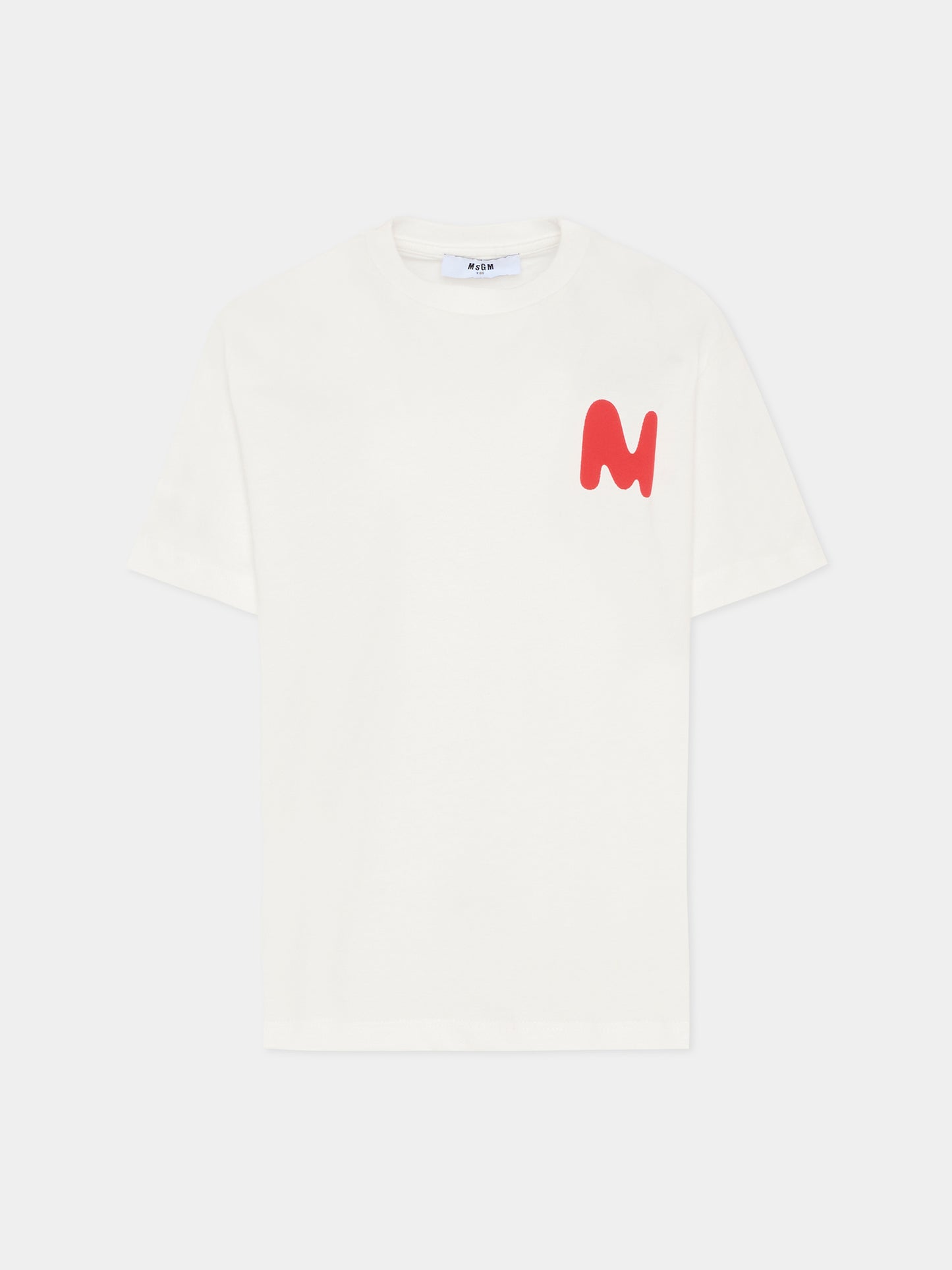 T-shirt bianca per bambino con logo,Msgm Kids,F5MSJBTH223 002
