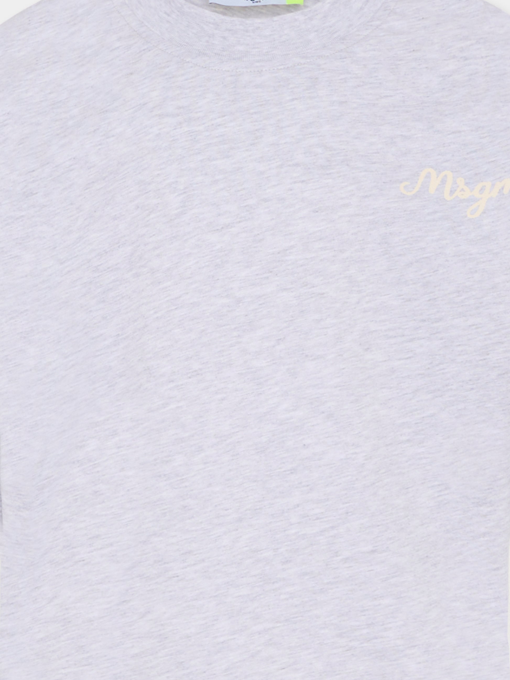 T-shirt grigia per bambino con logo avorio,Msgm Kids,F5MSJBTH257 107