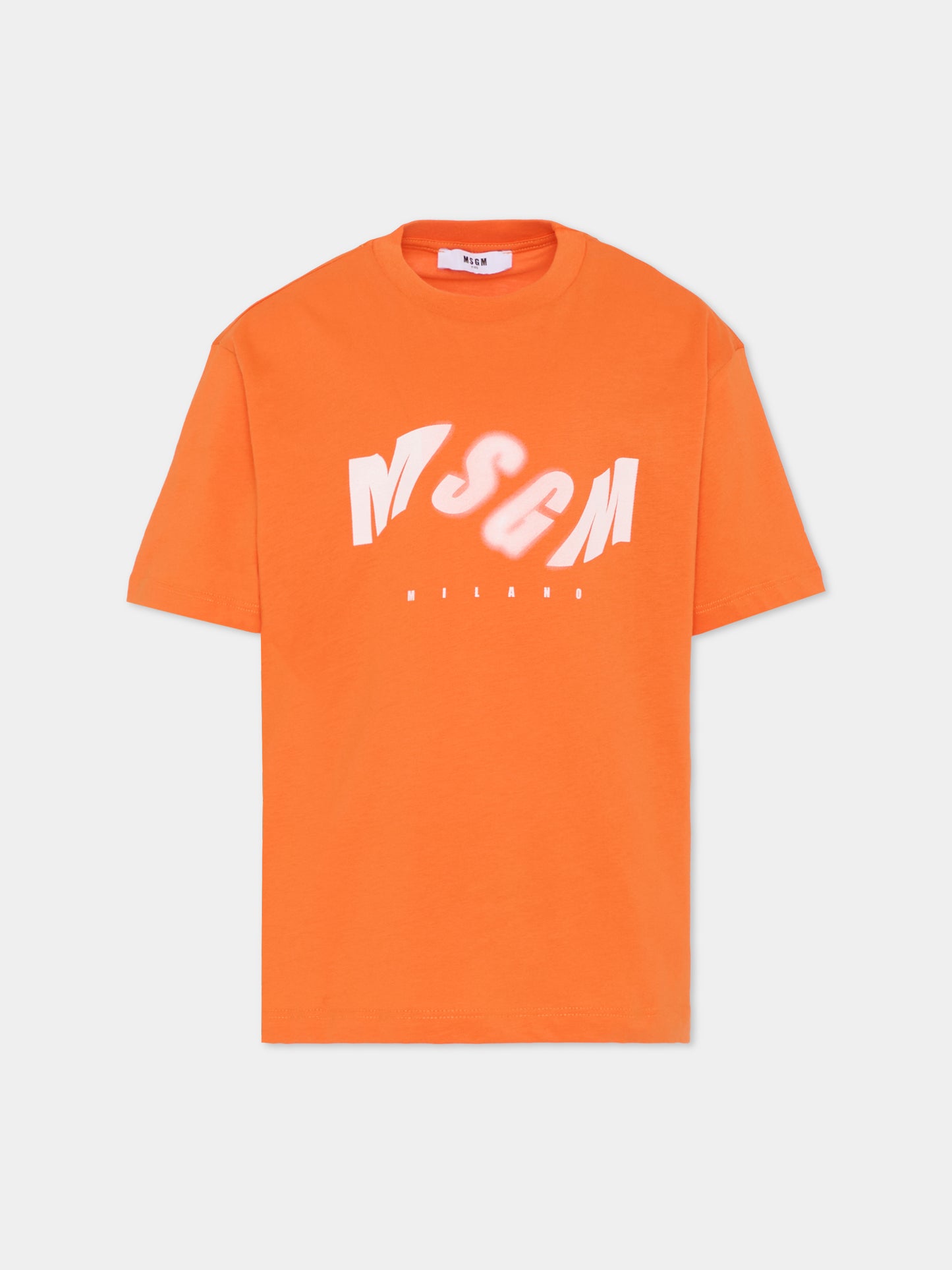 T-shirt arancione per bambino con logo,Msgm Kids,F5MSJBTH299 030
