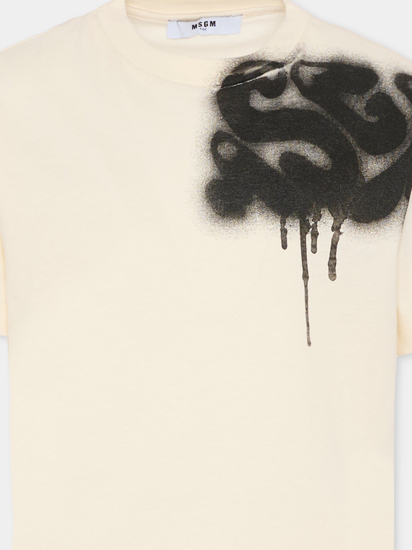 T-shirt avorio per bambino con logo,Msgm Kids,F5MSJBTH301 013