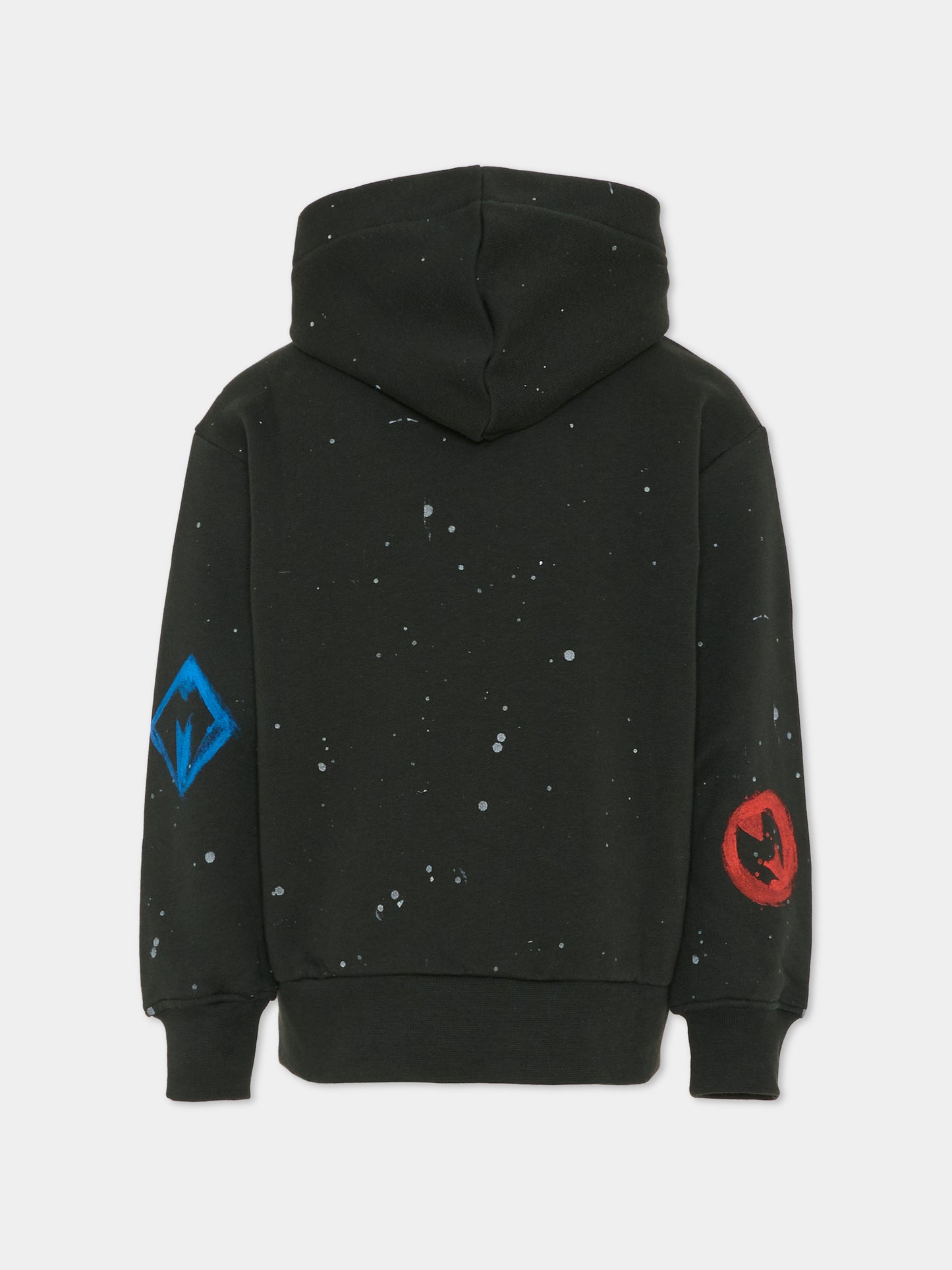 Felpa nera per bambino con logo e schizzi di vernice,Msgm Kids,F5MSJBZH251 MS040