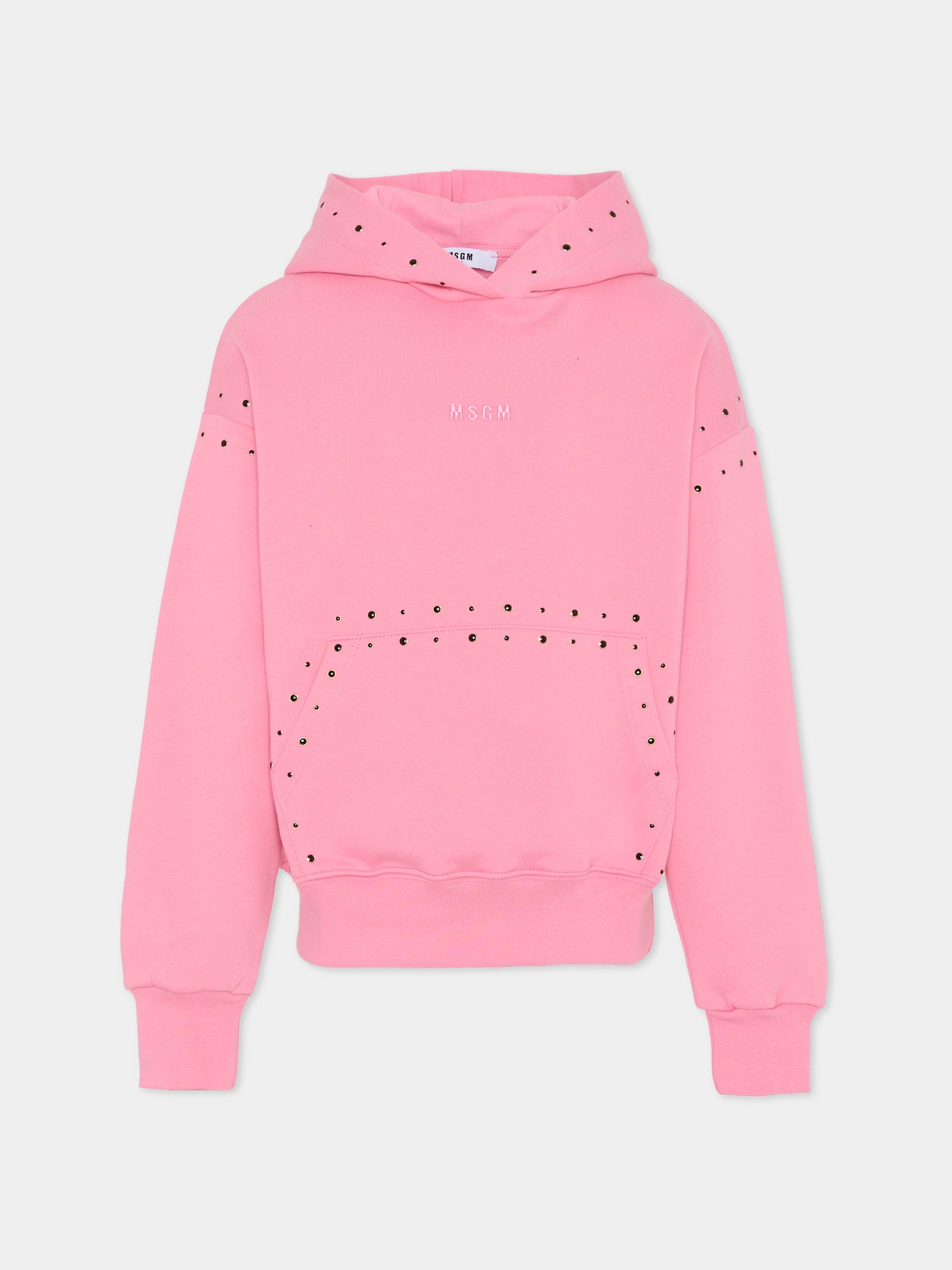 Felpa rosa per bambina con borchie,Msgm Kids,F5MSJGHS147 MS038