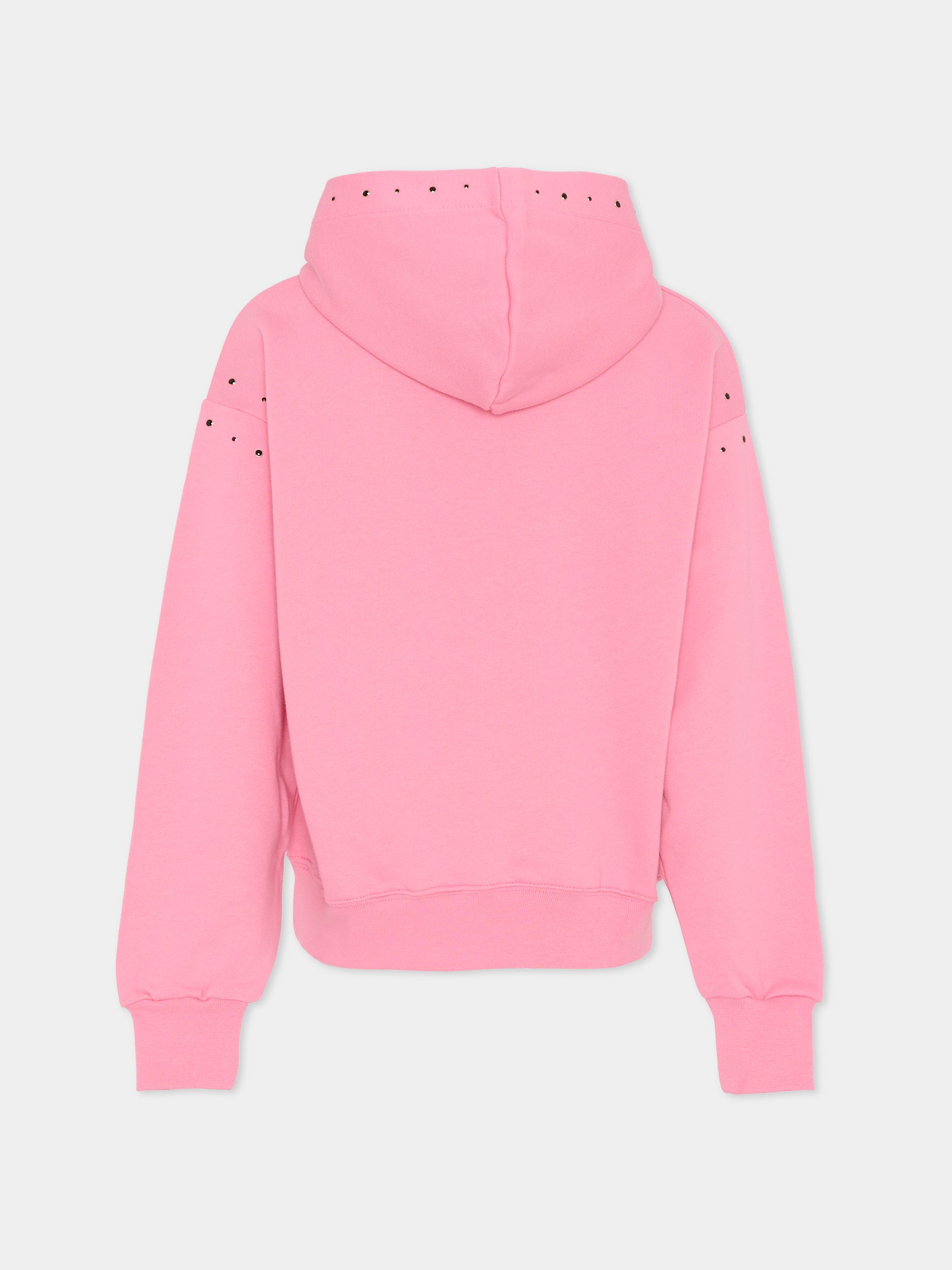 Felpa rosa per bambina con borchie,Msgm Kids,F5MSJGHS147 MS038