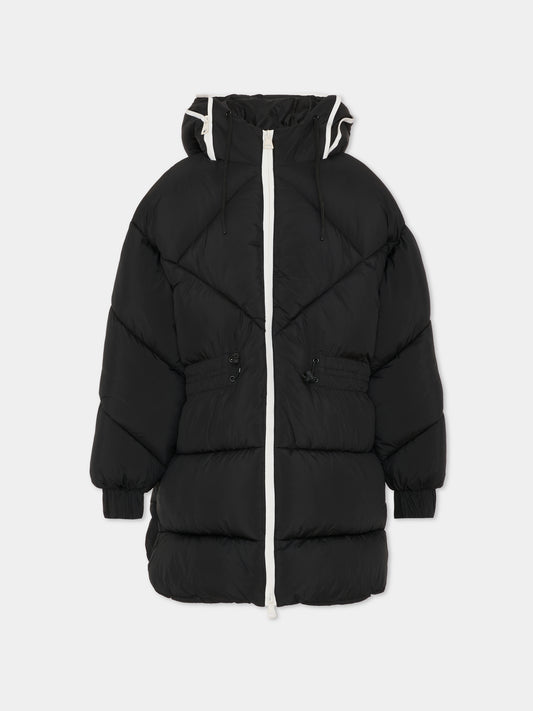 Piumino nero per bambina con logo,Msgm Kids,F5MSJGPF005 110