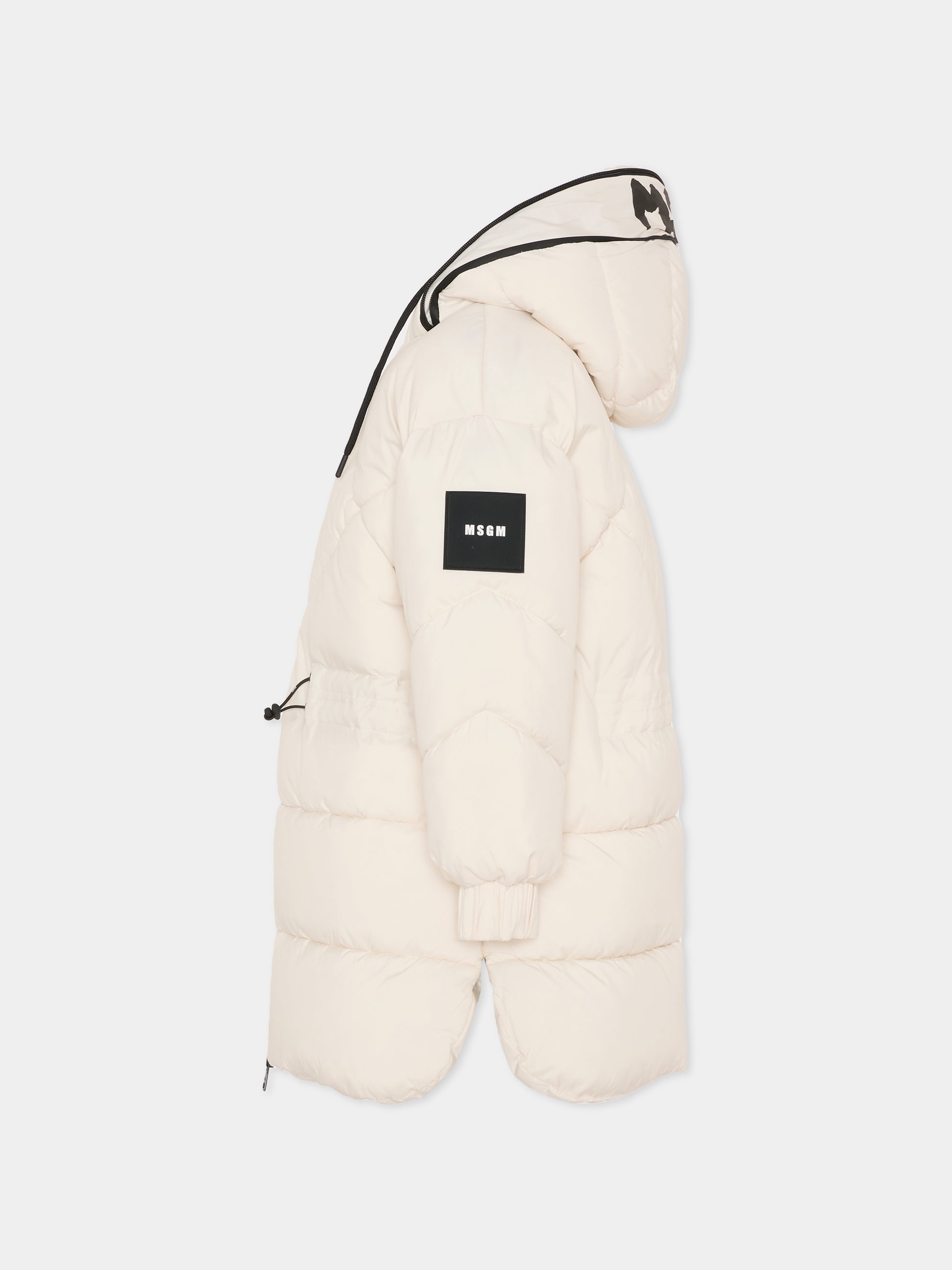 Piumino avorio per bambina con logo,Msgm Kids,F5MSJGPF005 013