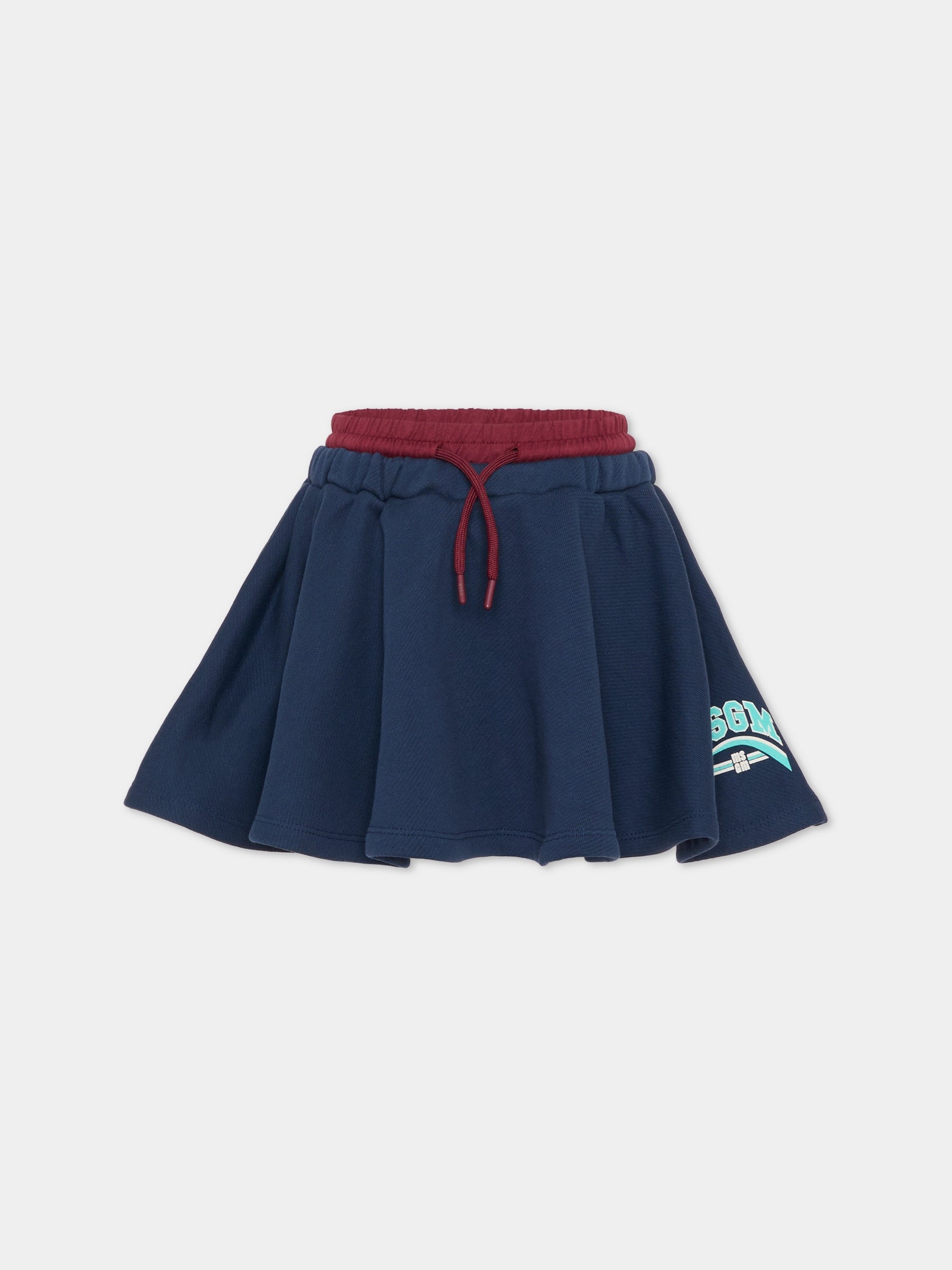 Gonna blu per bambina con logo,Msgm Kids,F5MSJGST127 MS032