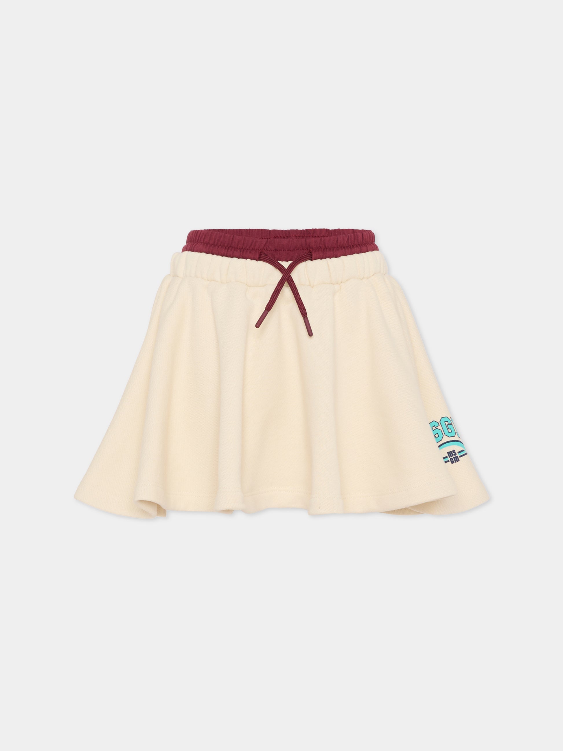 Gonna avorio per bambina con logo,Msgm Kids,F5MSJGST127 013