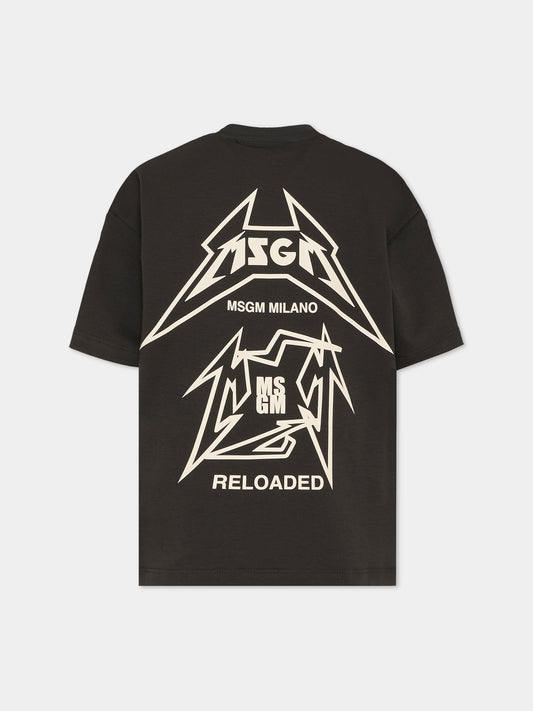 T-shirt nera per bambina con logo,Msgm Kids,F5MSJGTH267 MS040