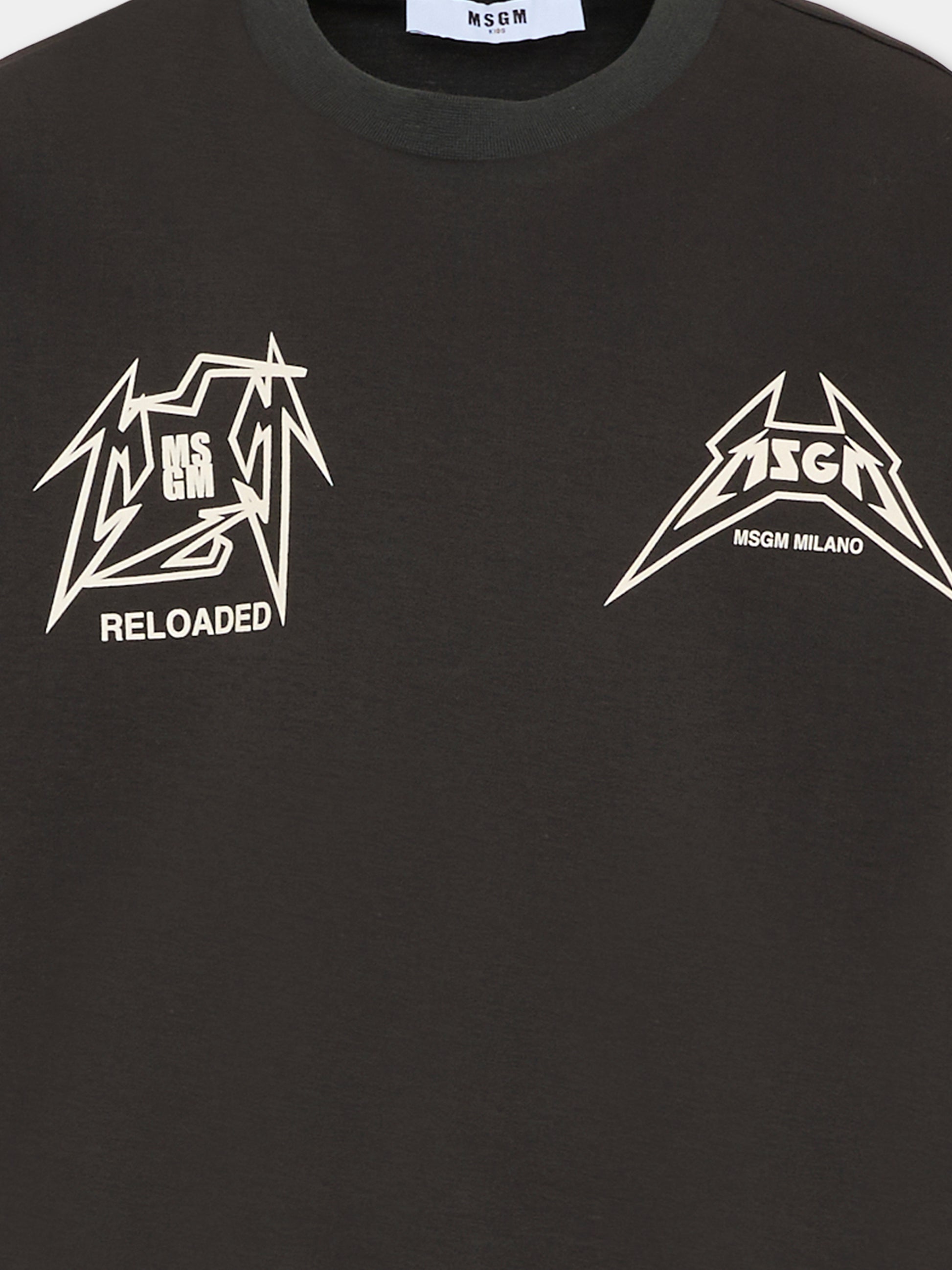 T-shirt nera per bambina con logo,Msgm Kids,F5MSJGTH267 MS040