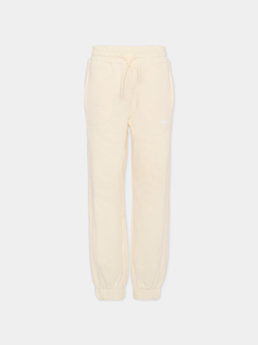 Pantaloni avorio per bambini con logo,Msgm Kids,F5MSJUFP023 013