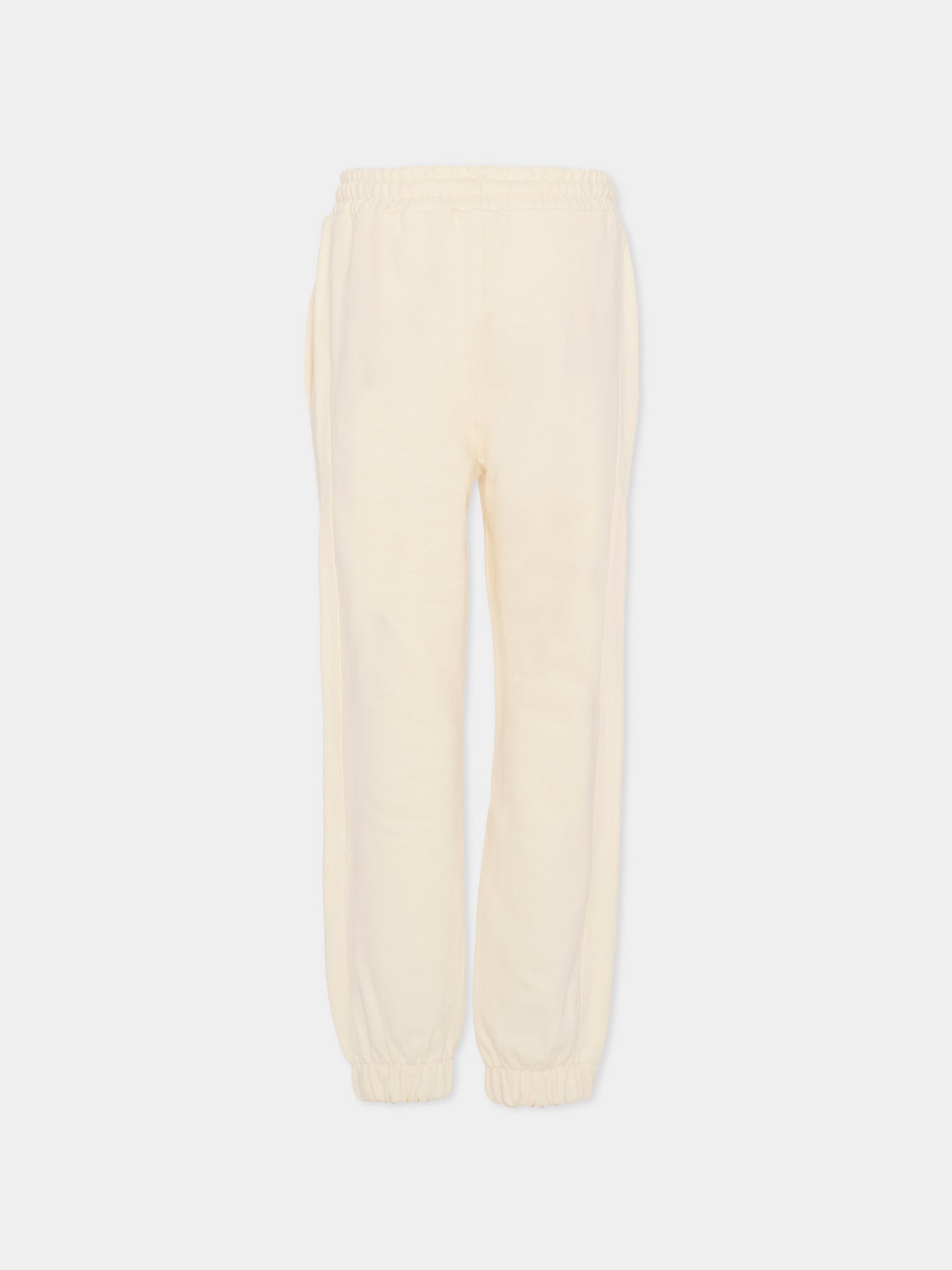 Pantaloni avorio per bambini con logo,Msgm Kids,F5MSJUFP023 013