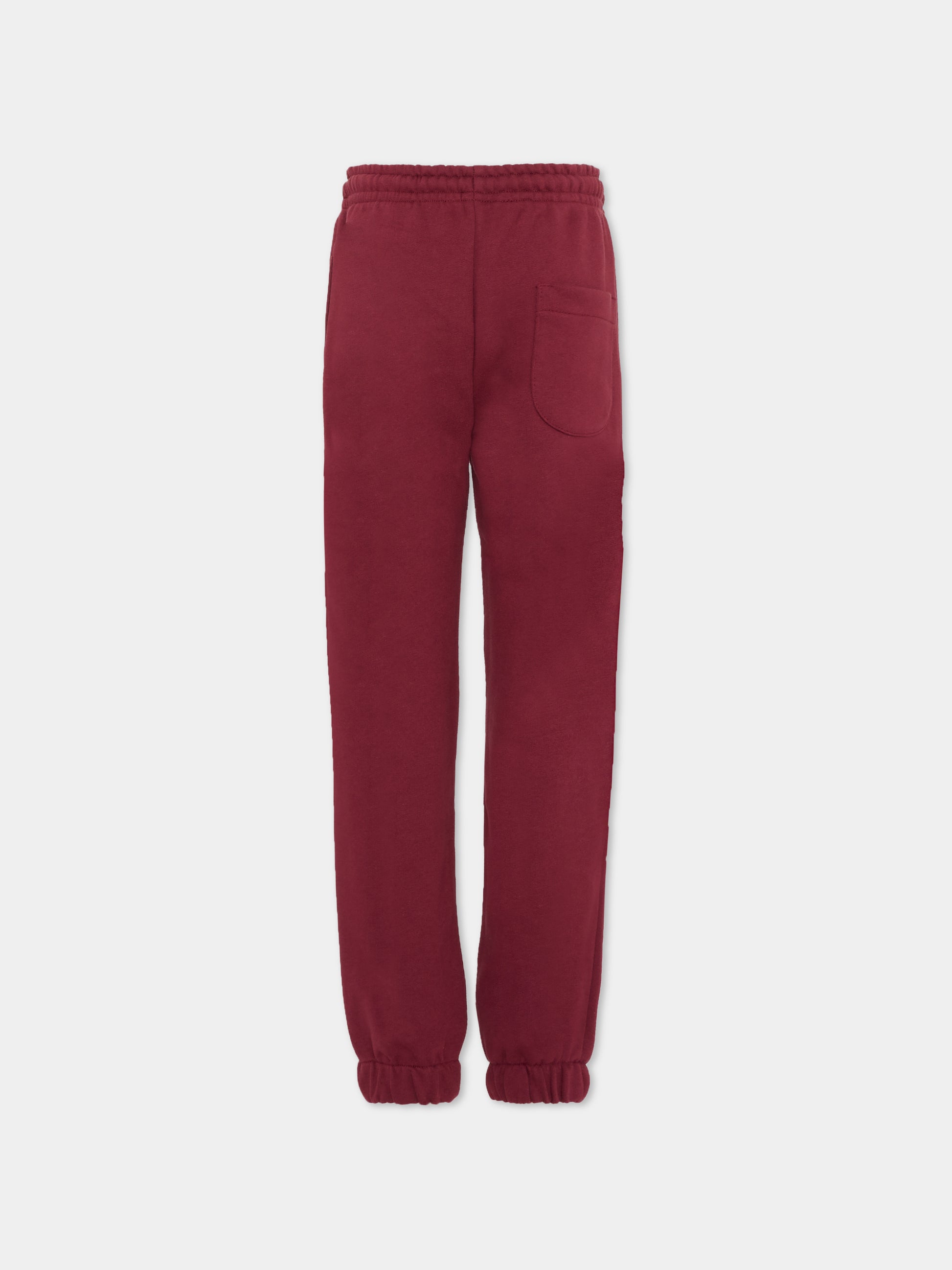 Pantaloni bordeaux per bambini con logo bianco,Msgm Kids,F5MSJUFP024 MS034