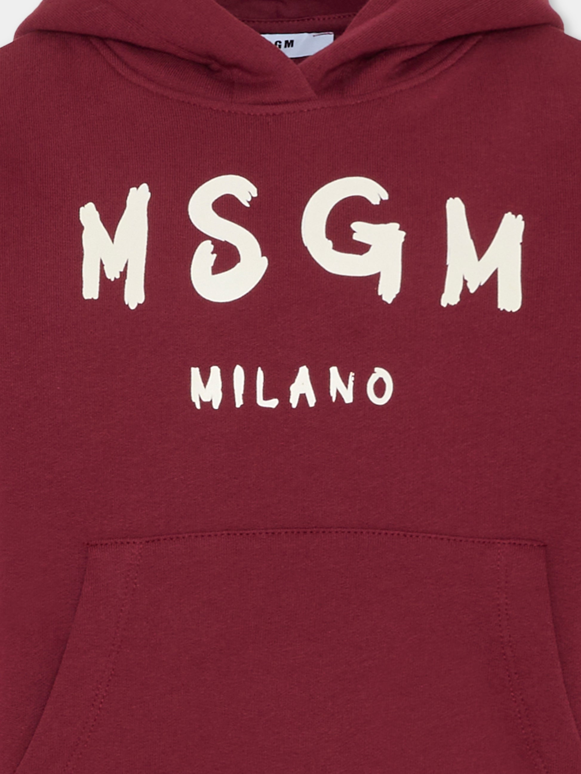 Felpa bordeaux per bambini con logo,Msgm Kids,F5MSJUHS019 MS034